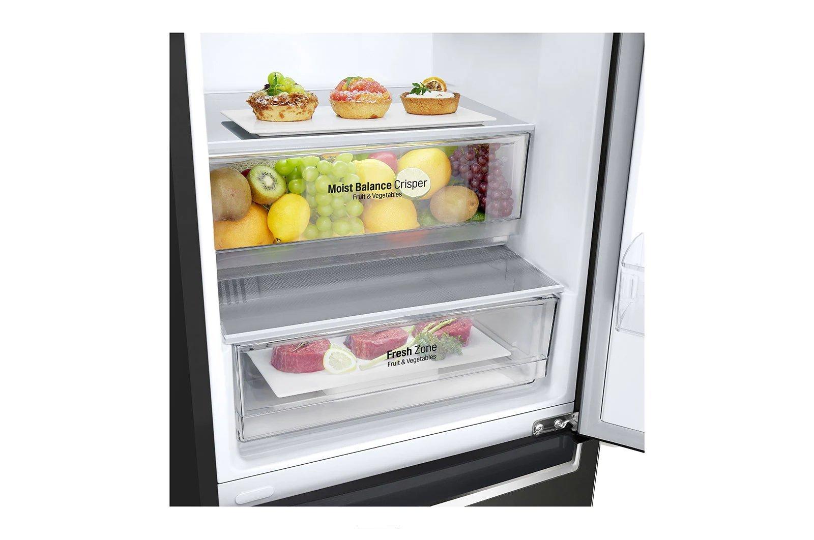 LG GBF61BLHEN 59.5cm 70/30 Frost Free Fridge Freezer - Black Steel thumbnail image
