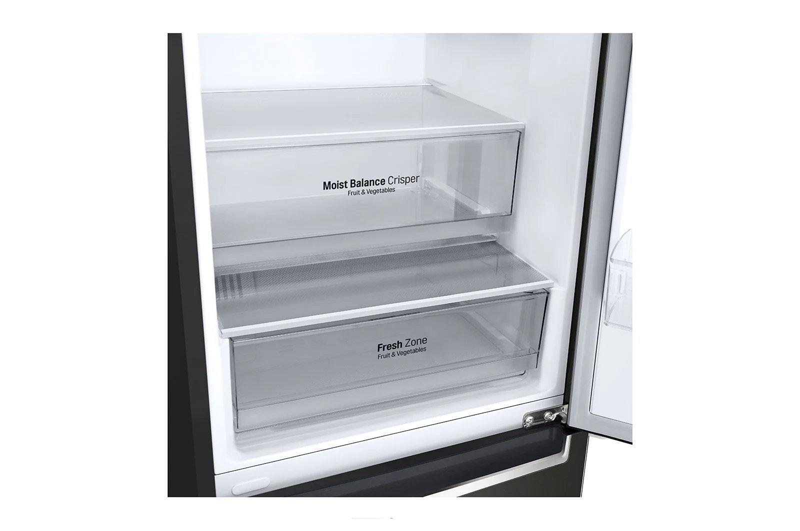 LG GBF61BLHEN 59.5cm 70/30 Frost Free Fridge Freezer - Black Steel thumbnail image