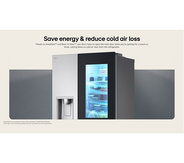LG GSXE91BSAD Side By Side 91.3cm Non Plumbed - Fridge Freezer - Brushed Steel thumbnail image
