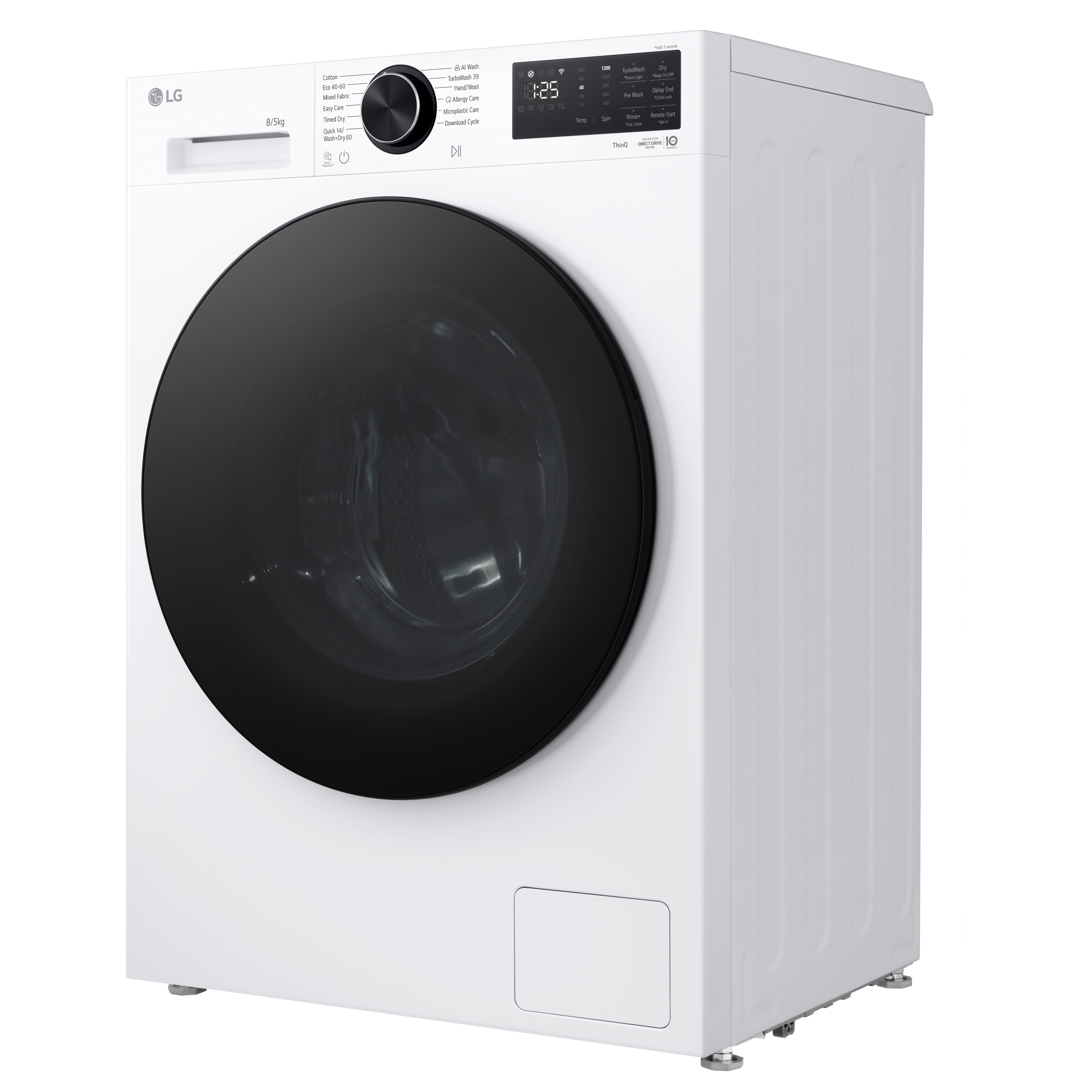 LG Series 3 AI Direct Drive W2X5085TLB 8kg Washer Dryer - White thumbnail image
