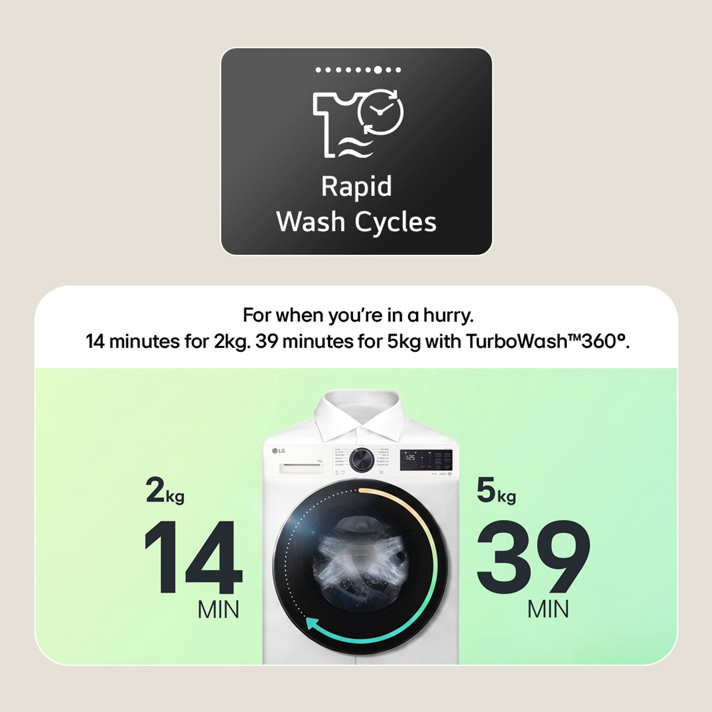 LG Series 3 AI Direct Drive W2X5085TLB 8kg Washer Dryer - White thumbnail image