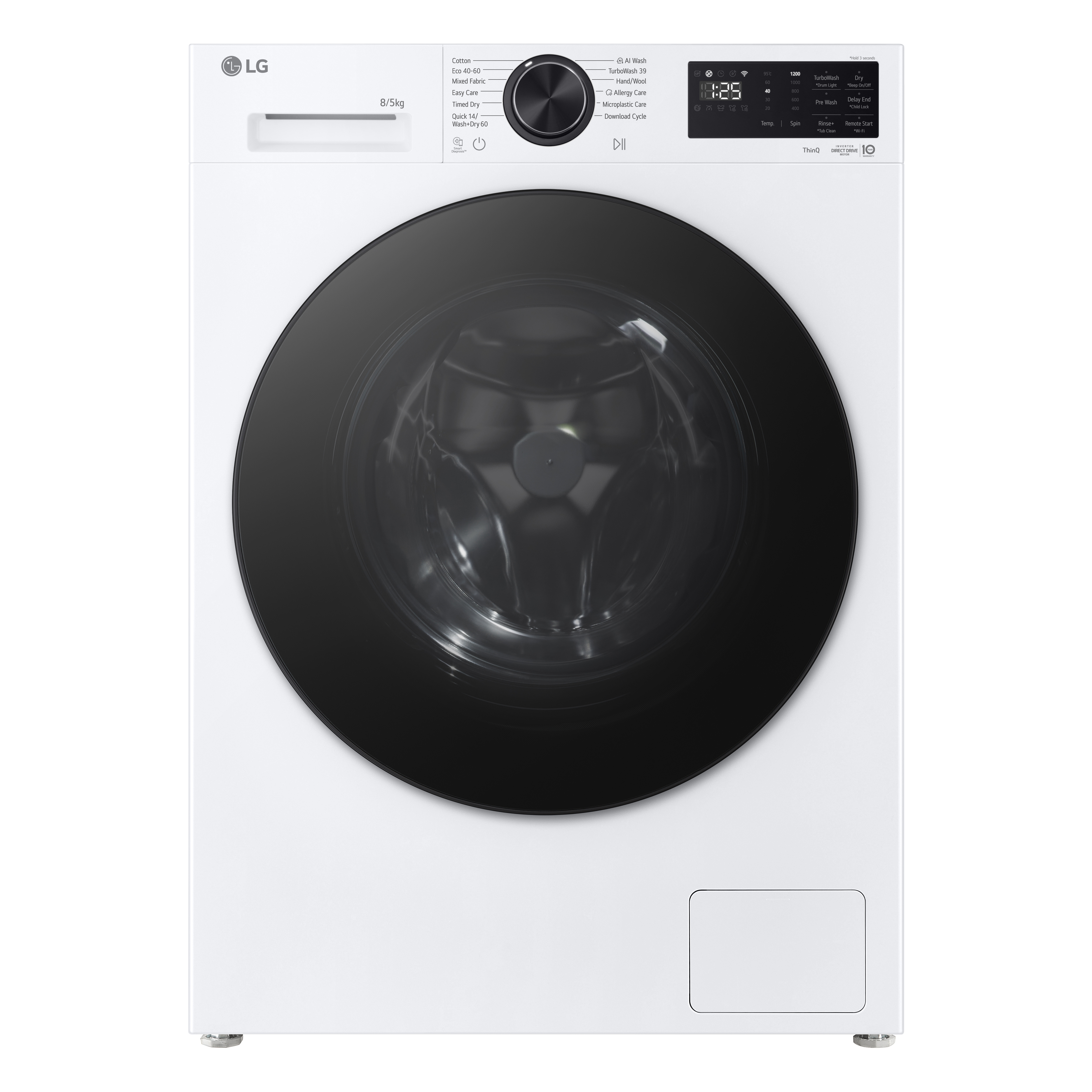 LG Series 3 AI Direct Drive W2X5085TLB 8kg Washer Dryer - White thumbnail image