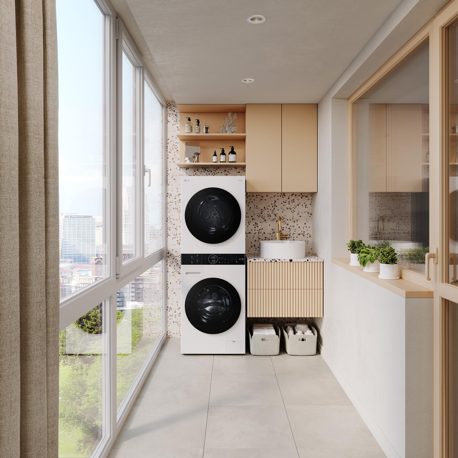 LG WT1210WWF 12kg Wash 10kg Dry 1400rpm Washer Dryer Tower - White thumbnail image