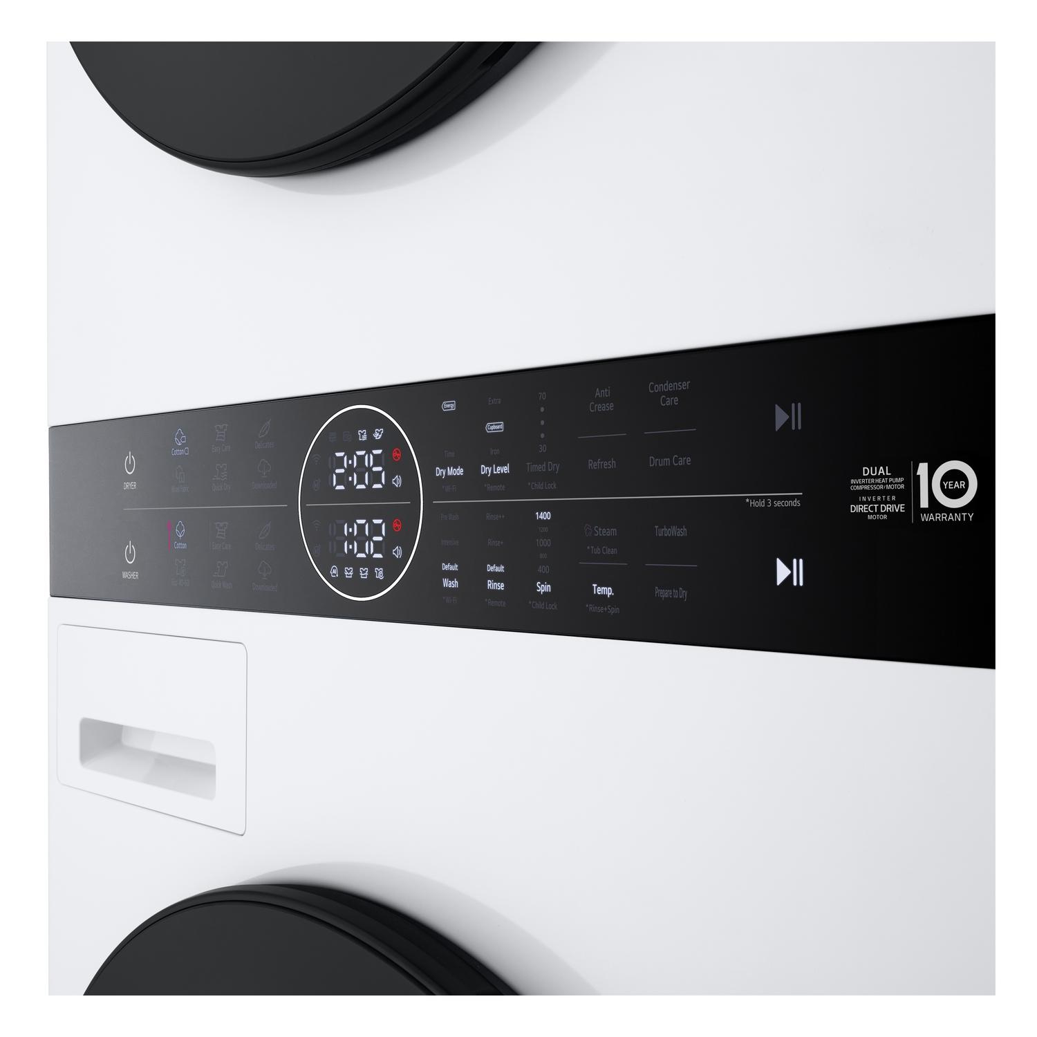 LG WT1210WWF 12kg Wash 10kg Dry 1400rpm Washer Dryer Tower - White thumbnail image