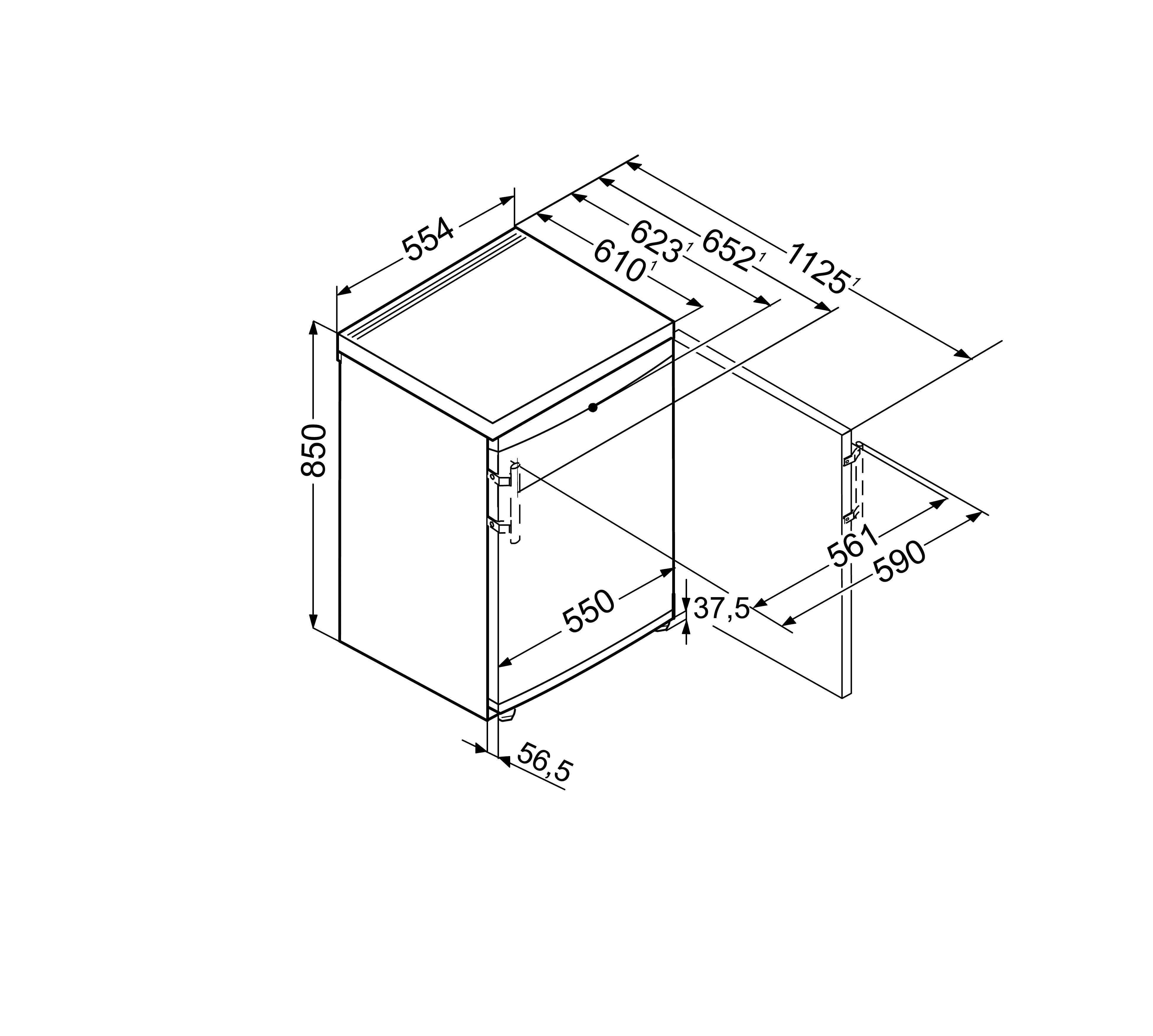 Liebherr TP1410 55cm Undercounter Larder Fridge 136 litre capacity - White thumbnail image