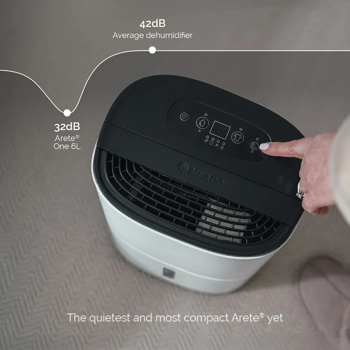 Meaco ARETEONE6L, 6L Compact Dehumidifier / Air Purifier - White and charcoal black thumbnail image