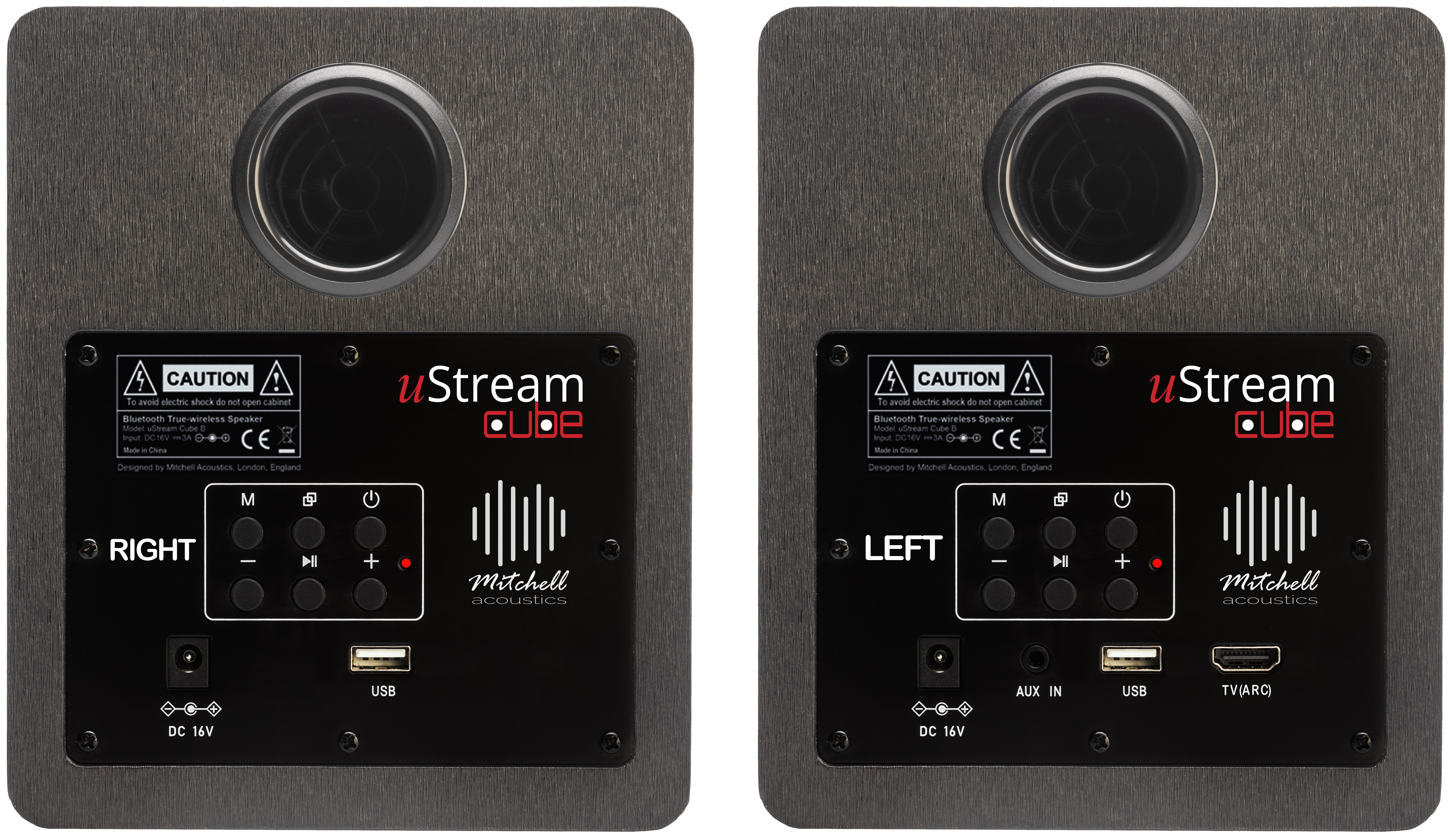Mitchell Acoustics Ustream Cube Active stereo wireless Speakers - Black thumbnail image
