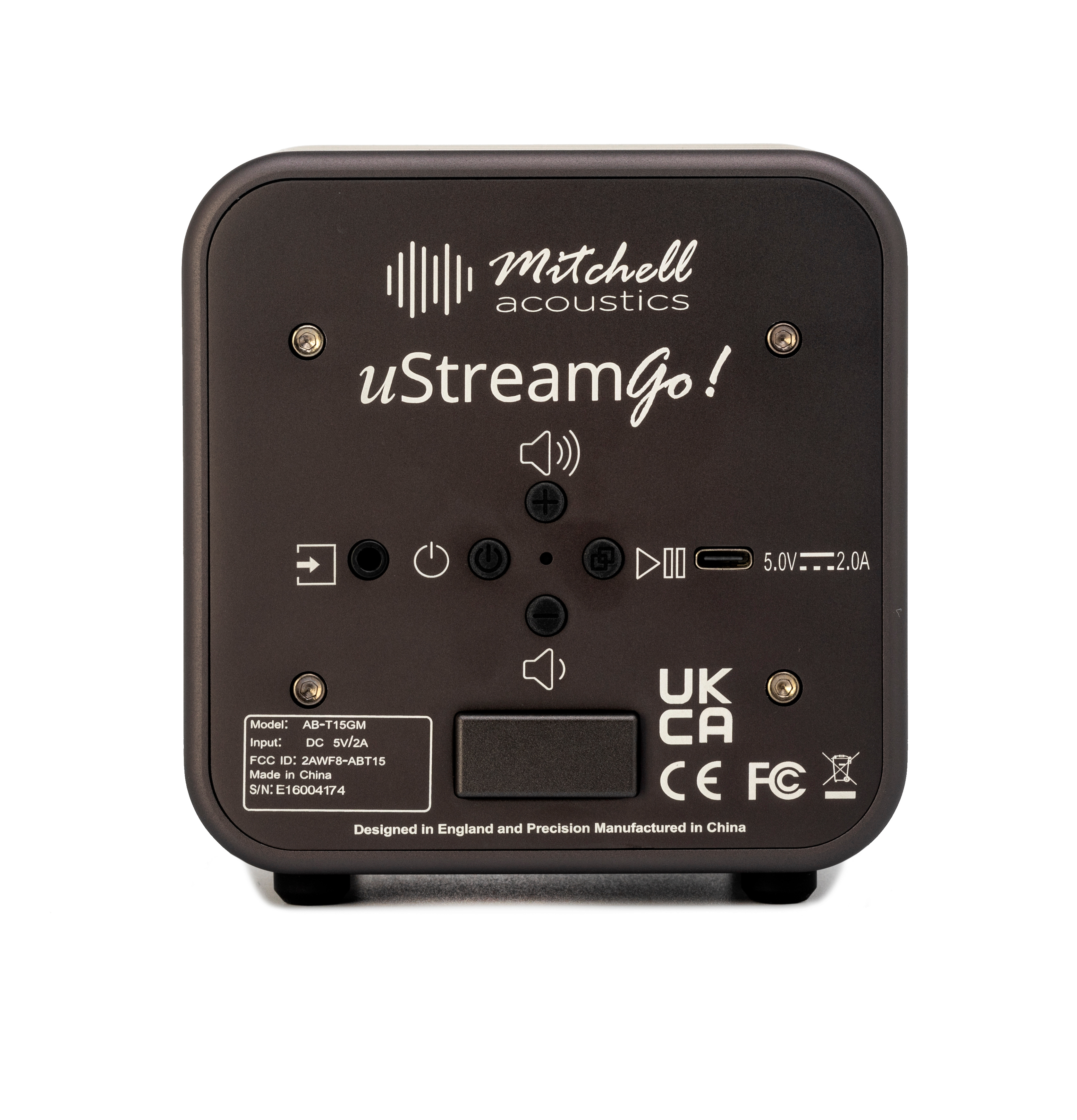 Mitchell Acoustics UStream Go Pair Portable active stereo wireless Speakers - Gun Metal Grey thumbnail image