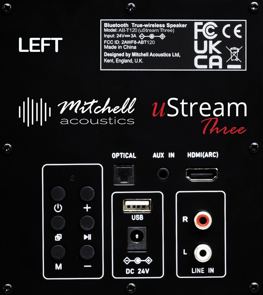 Mitchell Acoustics UStream Three Active stereo wireless Speakers - Black thumbnail image