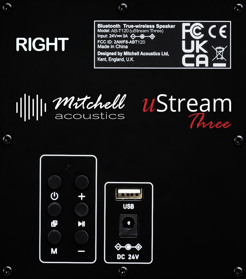 Mitchell Acoustics UStream Three Active stereo wireless Speakers - Black thumbnail image