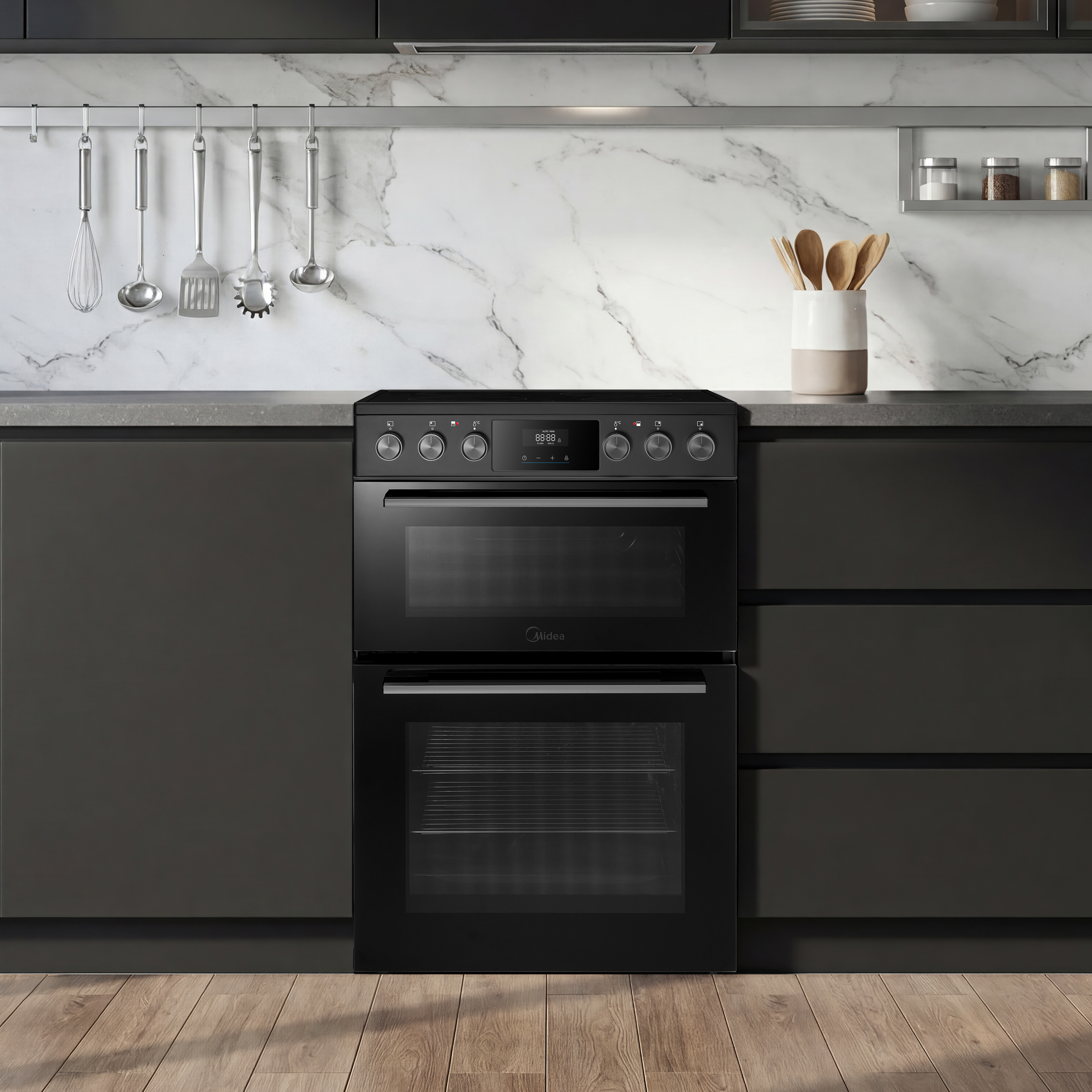 Midea MFO24EME4R118-BK 60cm Double Oven Cooker with Ceramic Hob - Black thumbnail image