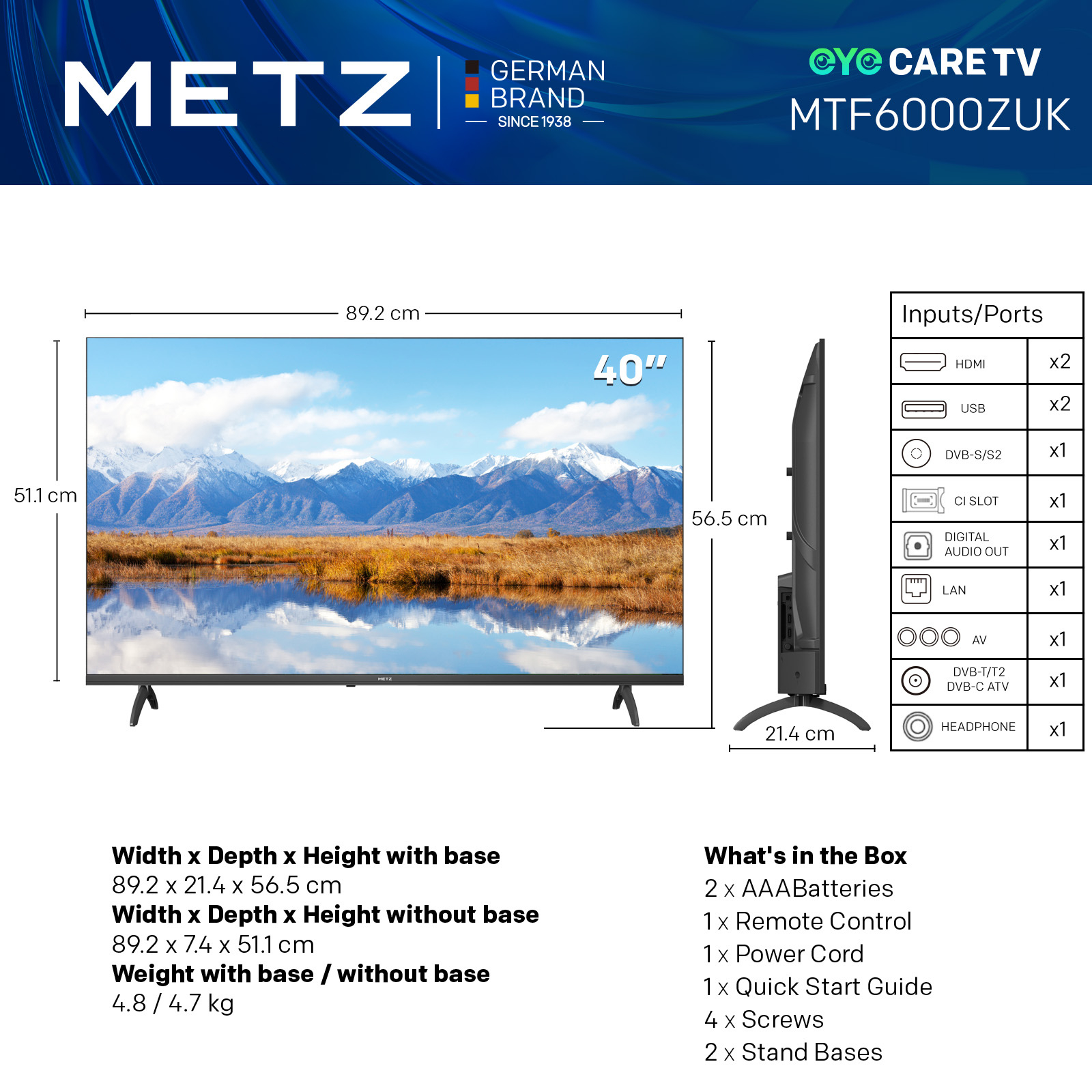Metz 40MTF6000ZUK 40" 2K DLED Smart TV thumbnail image