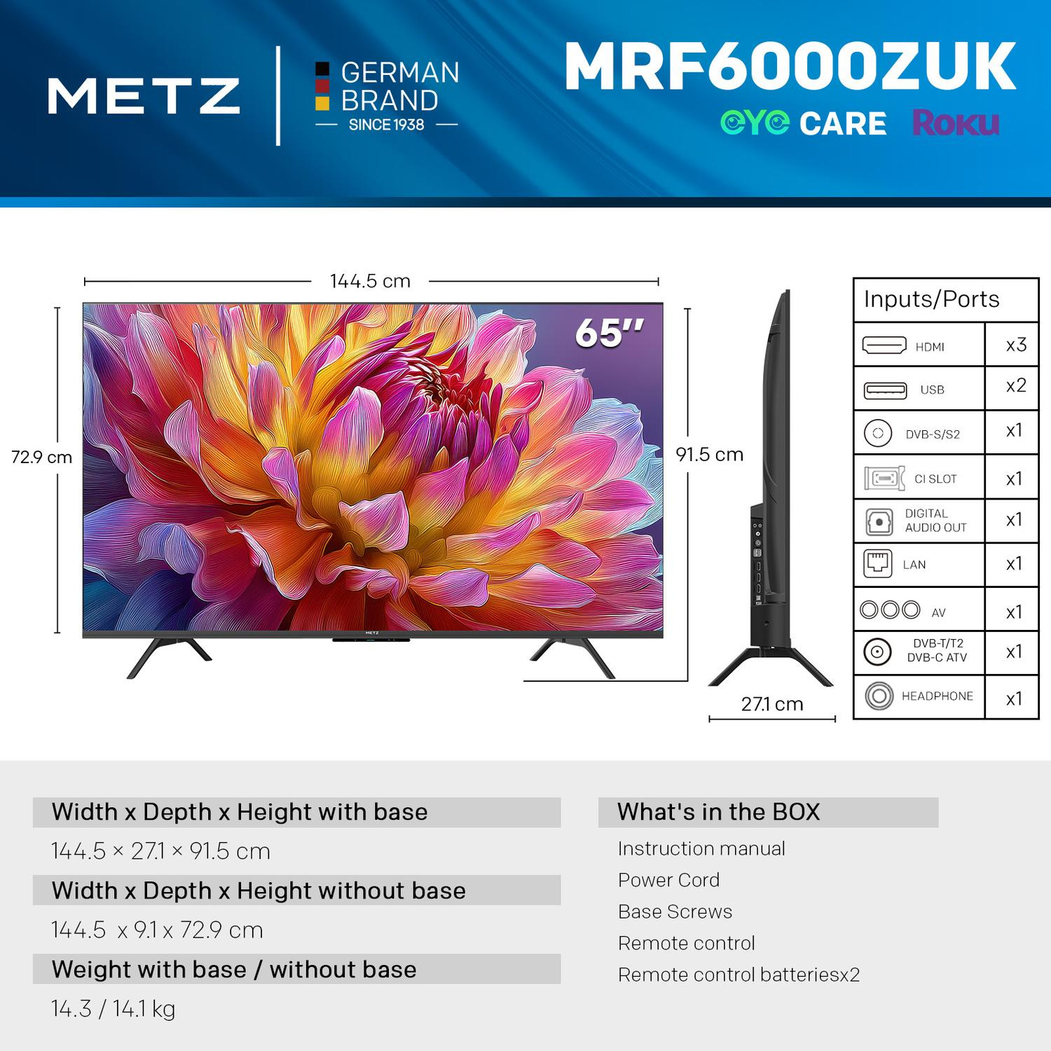 Metz 65MRF6000ZUK 65" 4K DLED Smart TV thumbnail image