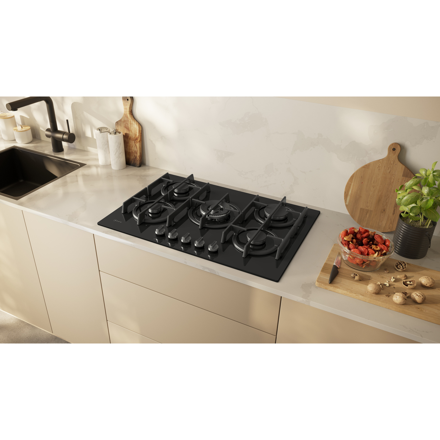 Neff T27PIQ4S0 75.2cm Gas Hob - Black thumbnail image