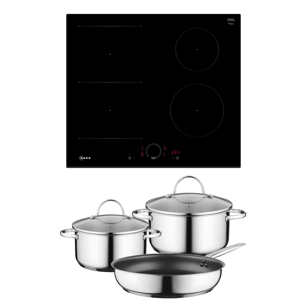 Neff T56FHS1L0KIT 59.2cm Combi Induction Hob with Pan Set - Black thumbnail image