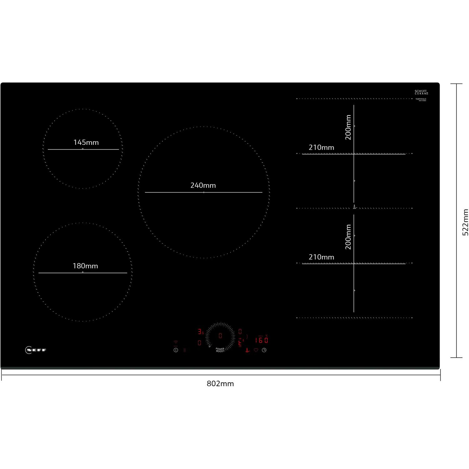 Neff T68FHV4L0 80cm Induction Hob - Black thumbnail image