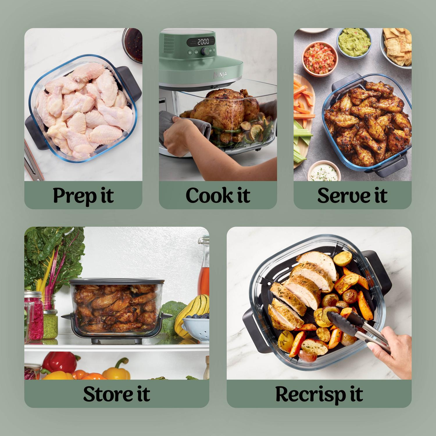 Ninja AS090UKGN CRISPi PRO 5-in-1 Glass Air Fryer - Green thumbnail image