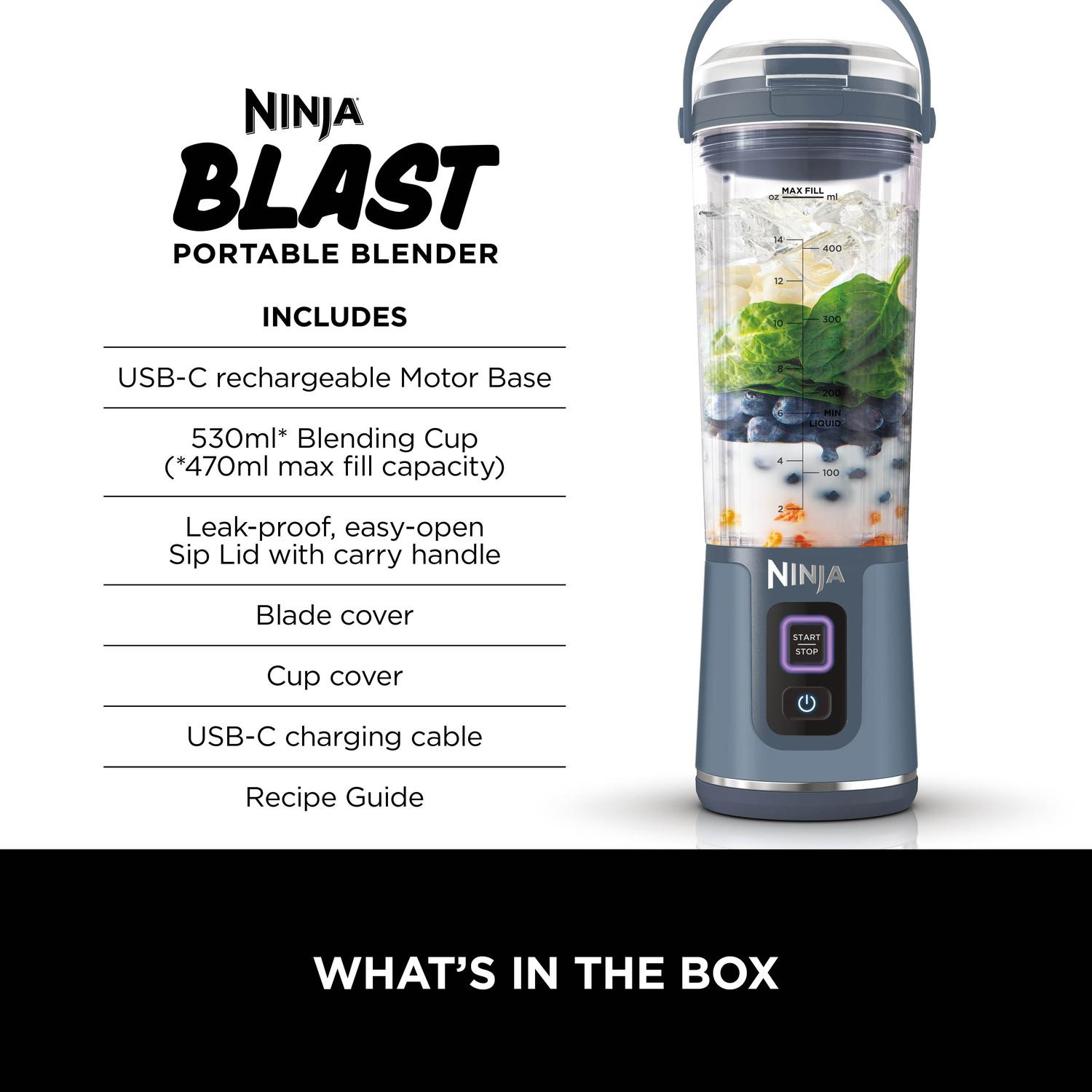 Ninja BC151UKNV Ninja Blast Cordless Portable Blender - Denim Blue thumbnail image