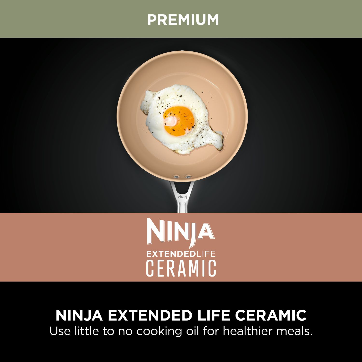 Ninja CW93000UK Ceramic Coated 3-Piece Saucepan Set - Apricot & Grey thumbnail image