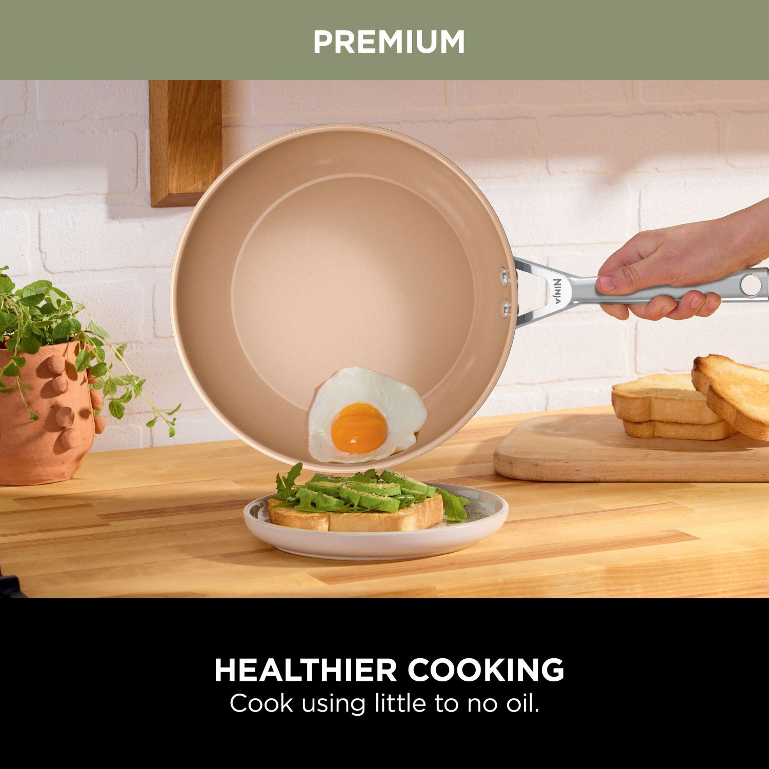 Ninja CW93000UK Ceramic Coated 3-Piece Saucepan Set - Apricot & Grey thumbnail image