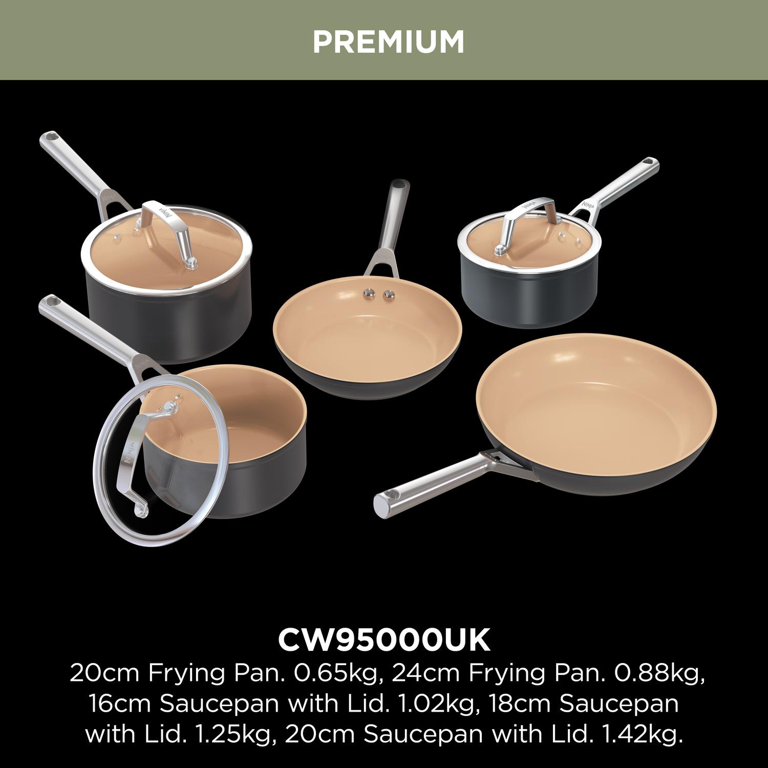Ninja CW95000UK Ceramic Coated Cookware 5-Piece Set - Apricot & Grey thumbnail image