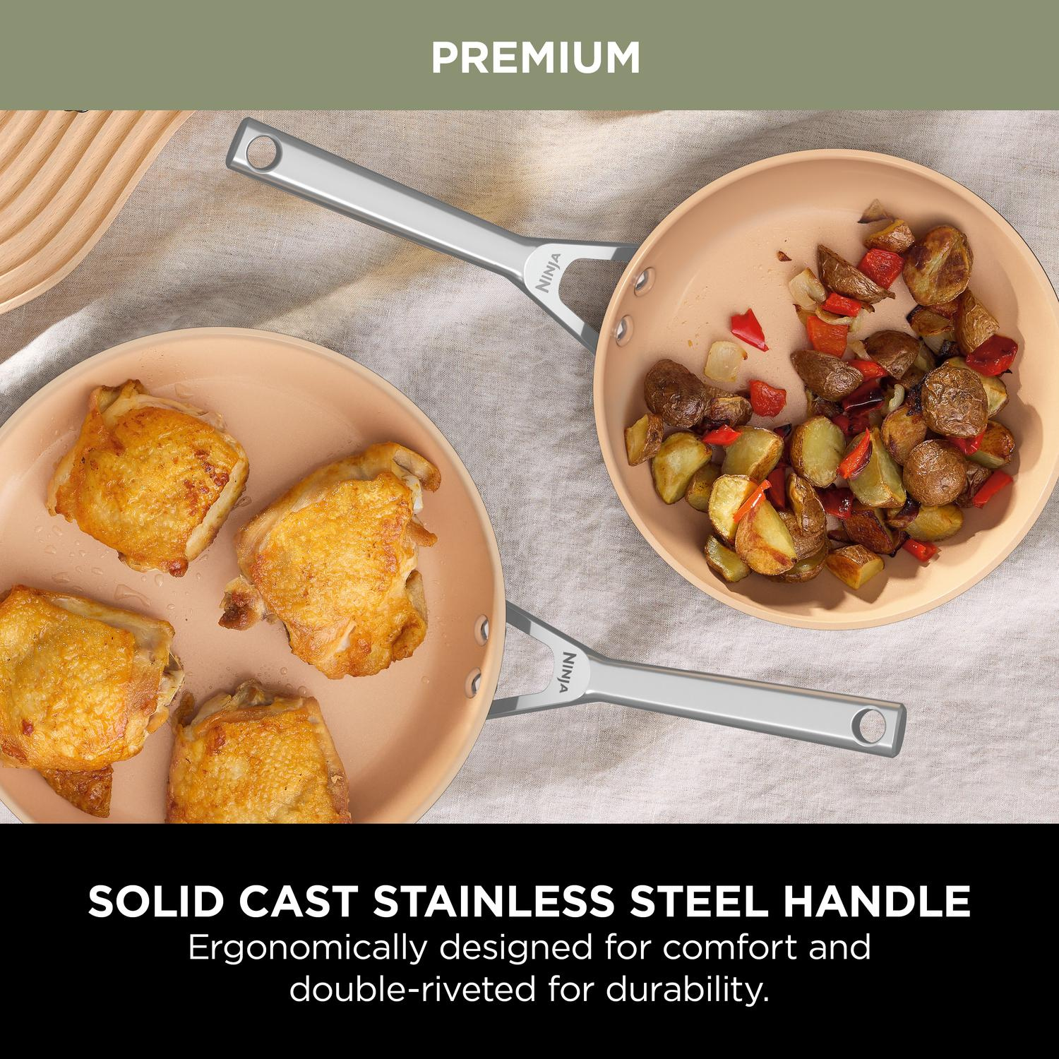 Ninja CW95000UK Ceramic Coated Cookware 5-Piece Set - Apricot & Grey thumbnail image