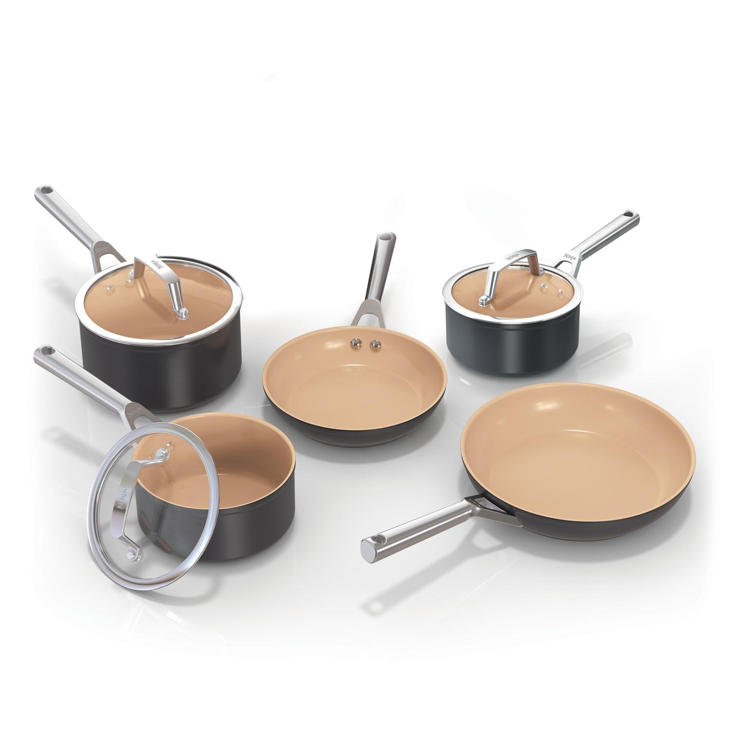 Ninja CW95000UK Ceramic Coated Cookware 5-Piece Set - Apricot & Grey thumbnail image