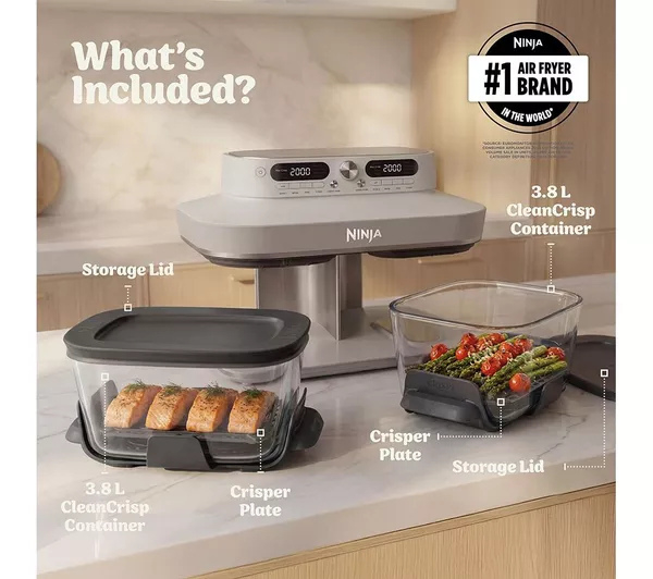 Ninja DD102UKIV2 Dual Zone 8-in-1 Function Glass Air Fryer - Bone thumbnail image