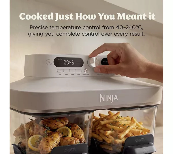 Ninja DD102UKIV2 Dual Zone 8-in-1 Function Glass Air Fryer - Bone thumbnail image