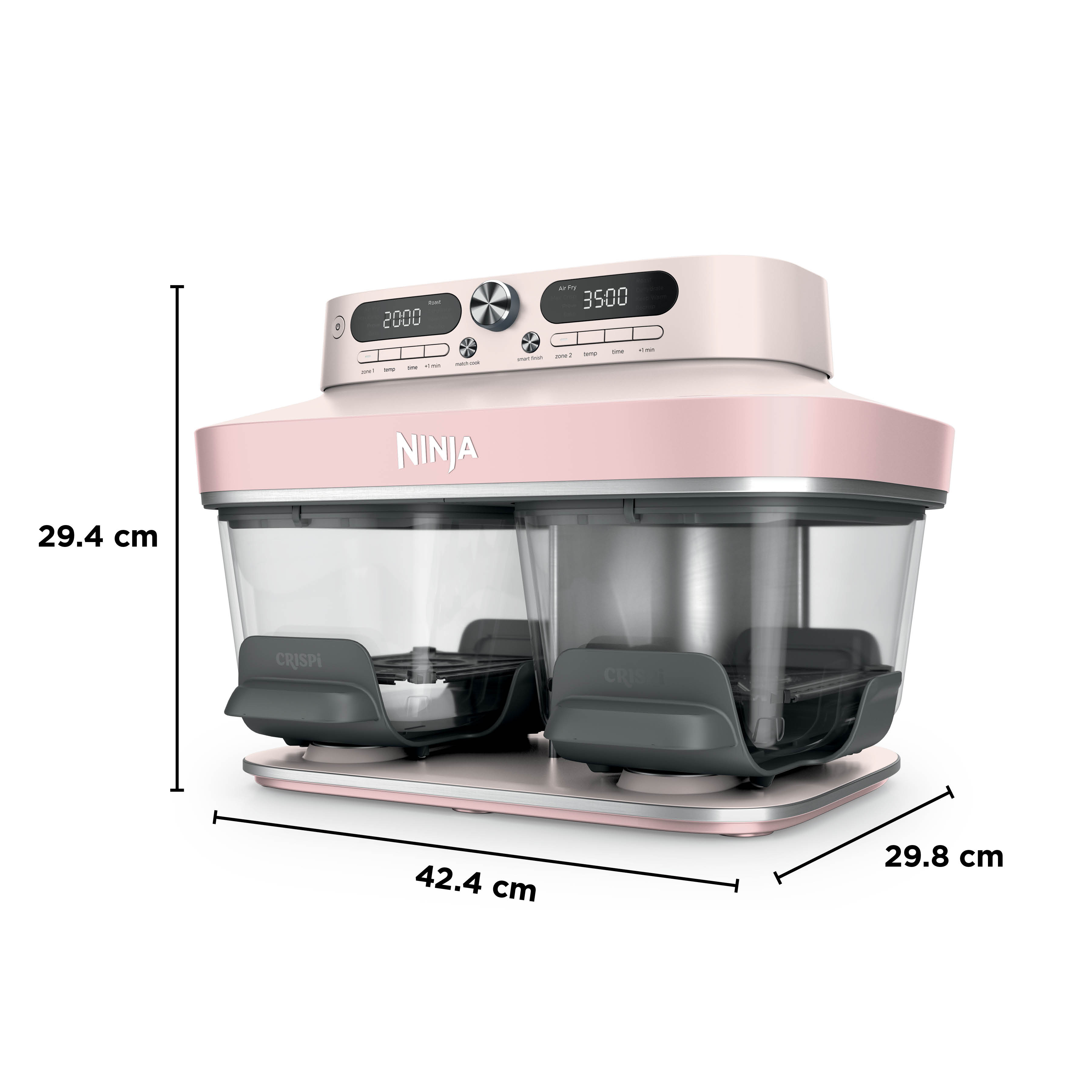 Ninja DD102UKPK1 Dual Zone 8-in-1 Function Glass Air Fryer - Rose Quartz thumbnail image
