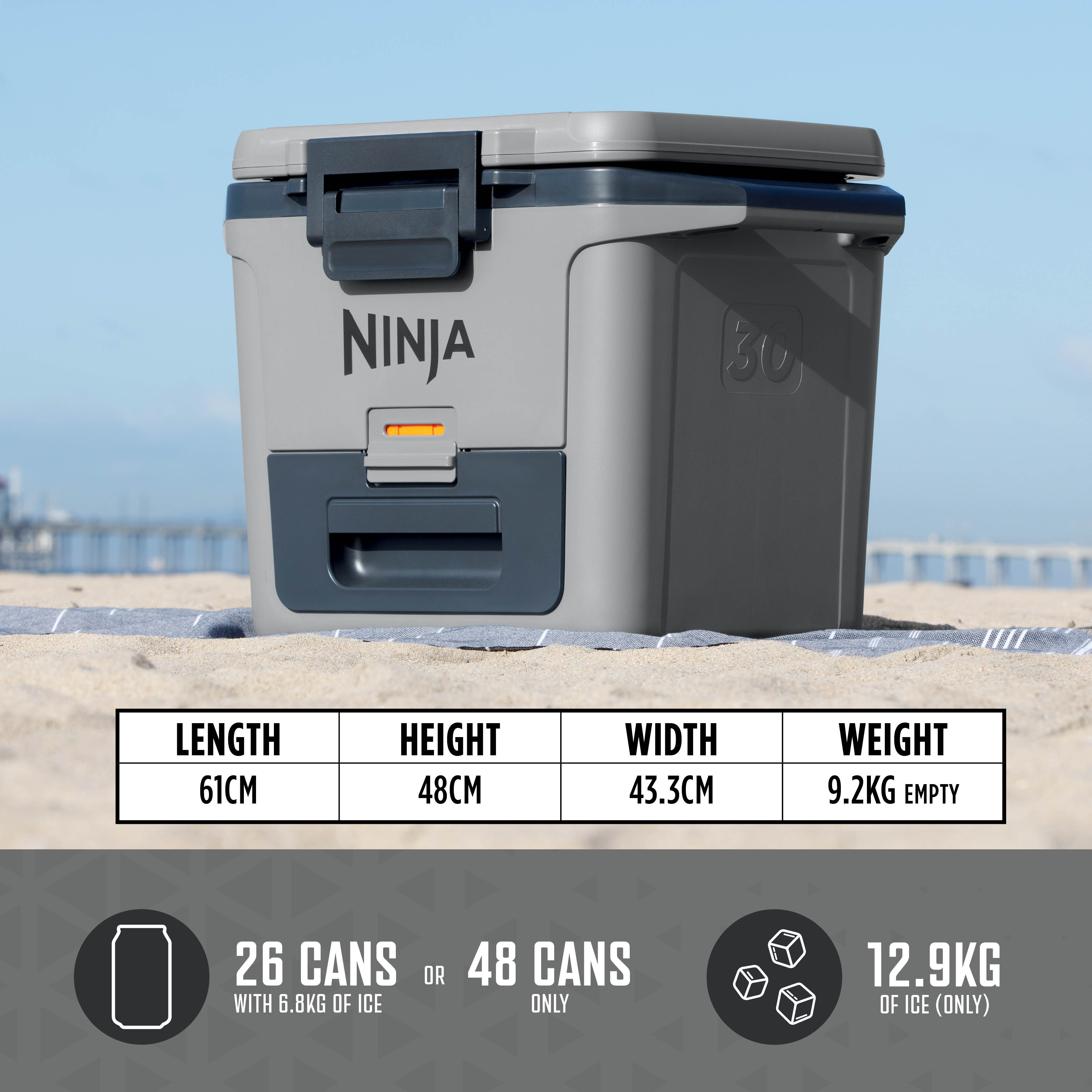 Ninja FB131UKGY FrostVault 30QT/28L Hard Cooler with Dry Zone - Slate Grey thumbnail image