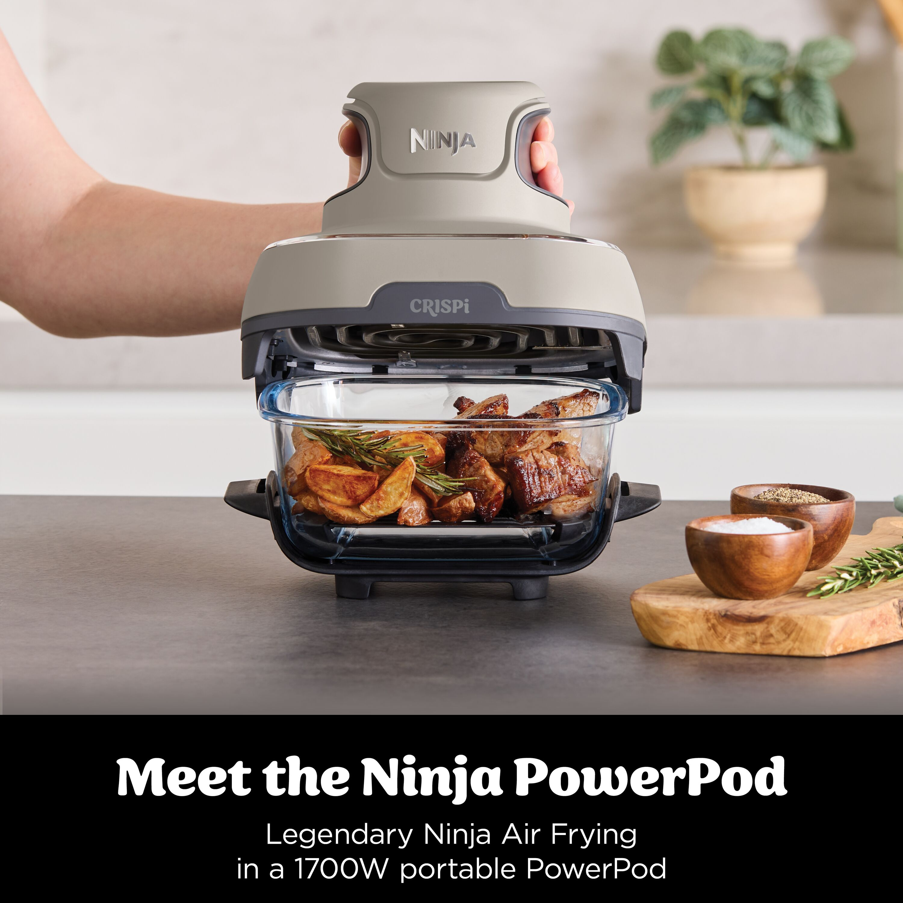 Ninja FN101UKST CRISPi 4-in-1 Portable Air Fryer Stone Colour thumbnail image