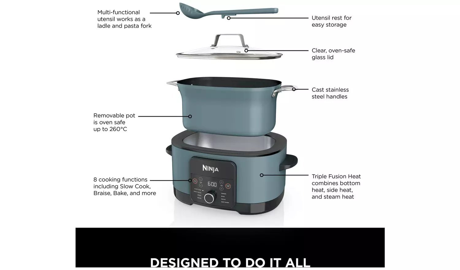 Ninja MC1001UK 42cm Multi-Cooker - Blue thumbnail image