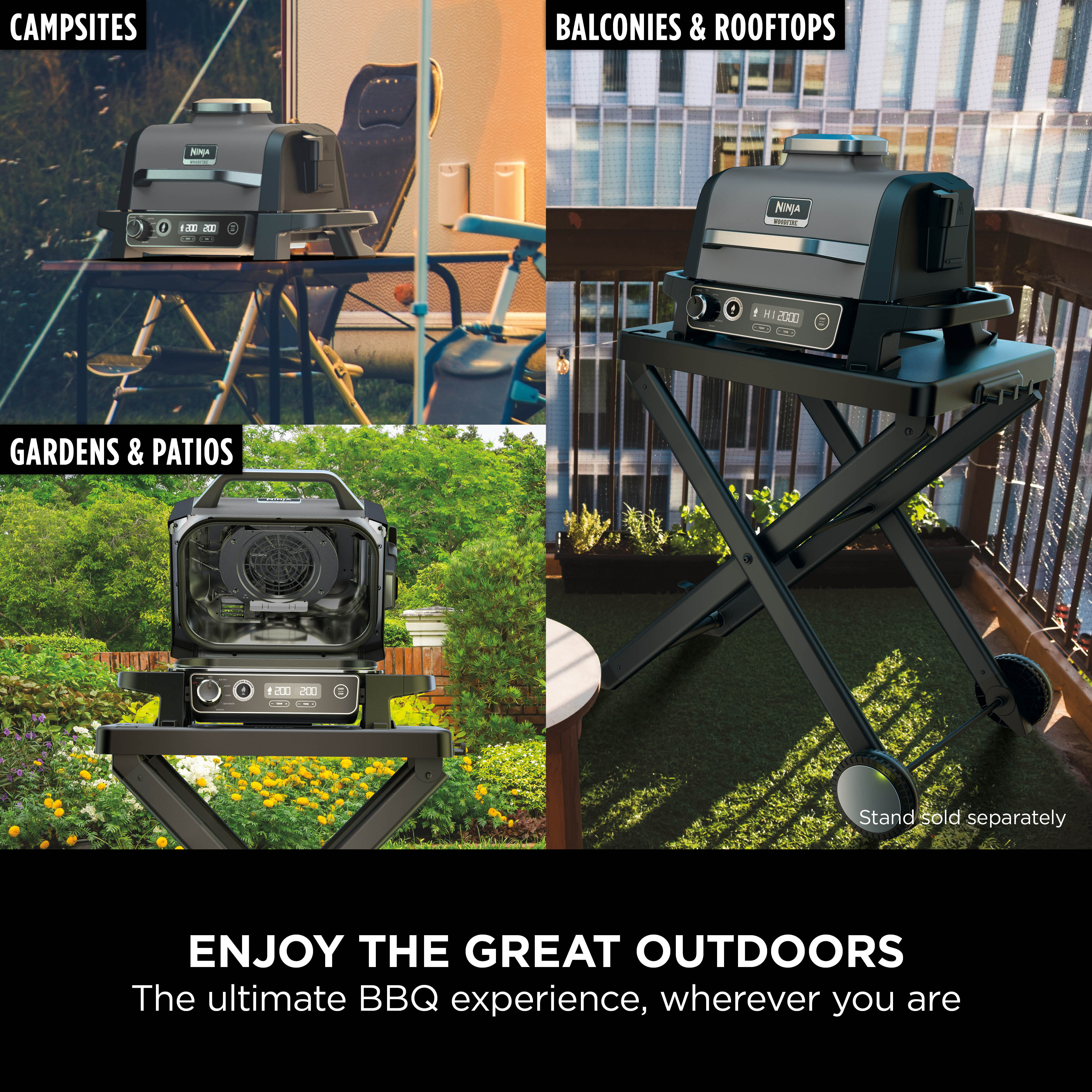 Ninja OG703UK Outdoor Woodfire Electric BBQ Grill & Smoker with Cover - Black thumbnail image