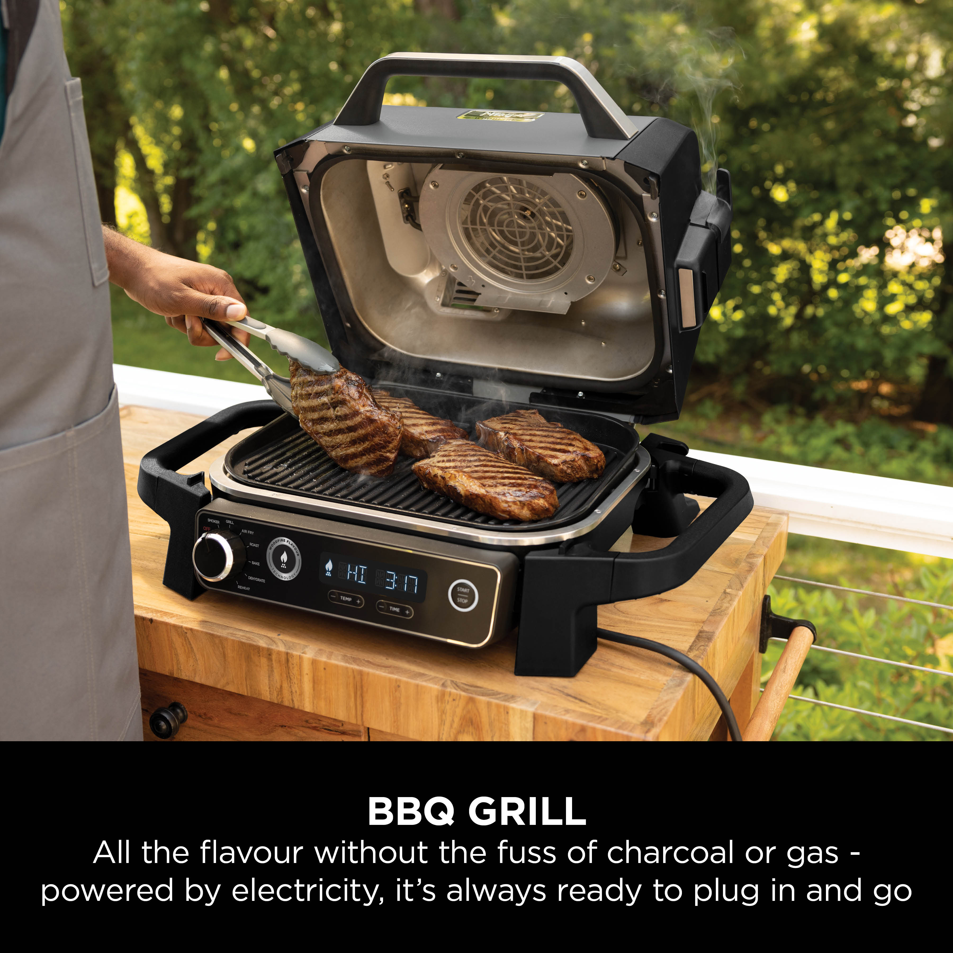 Ninja OG703UK Outdoor Woodfire Electric BBQ Grill & Smoker with Cover - Black thumbnail image