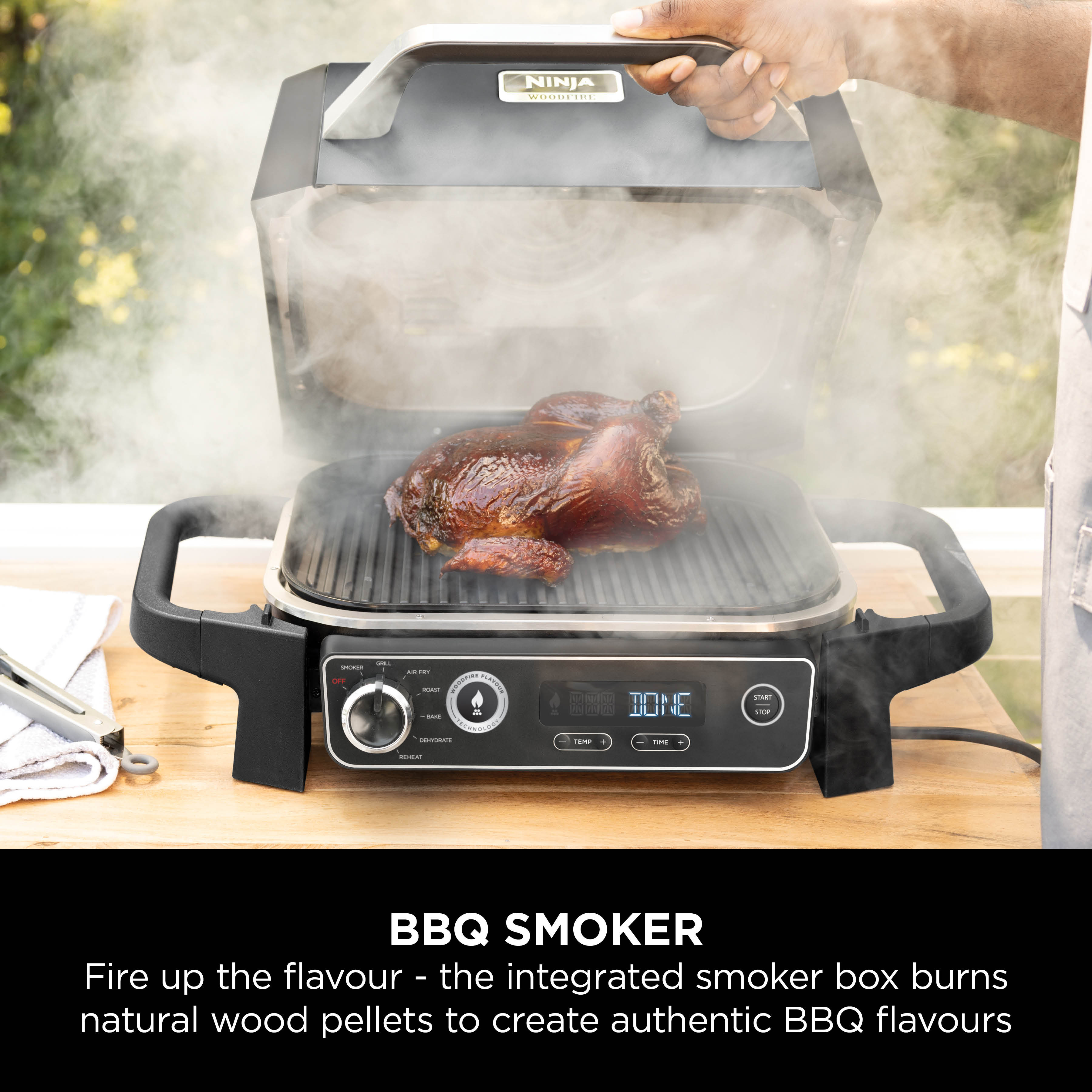 Ninja OG703UK Outdoor Woodfire Electric BBQ Grill & Smoker with Cover - Black thumbnail image