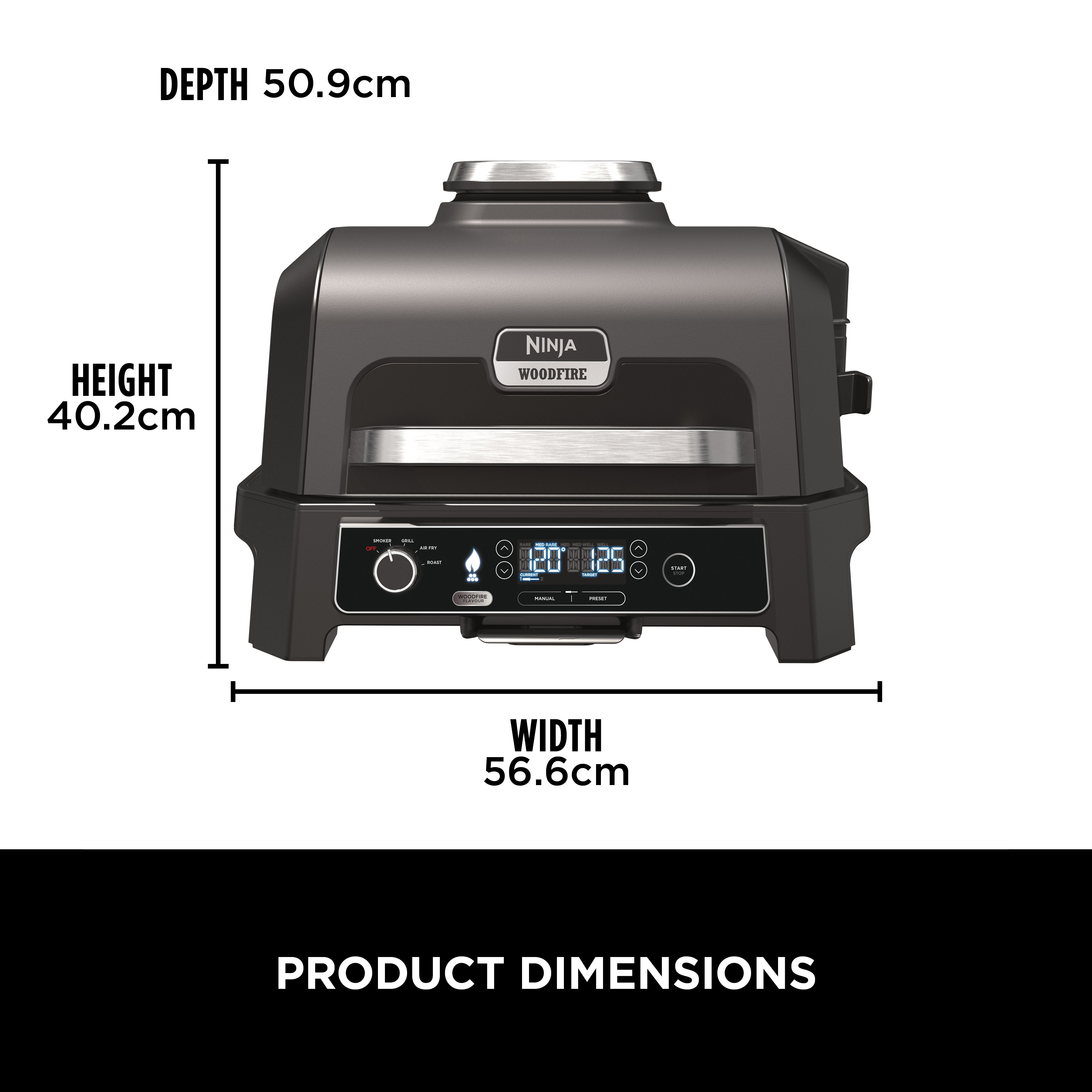 Ninja OG850UK Woodfire XL Electric BBQ Grill & Smoker - Black/Grey thumbnail image
