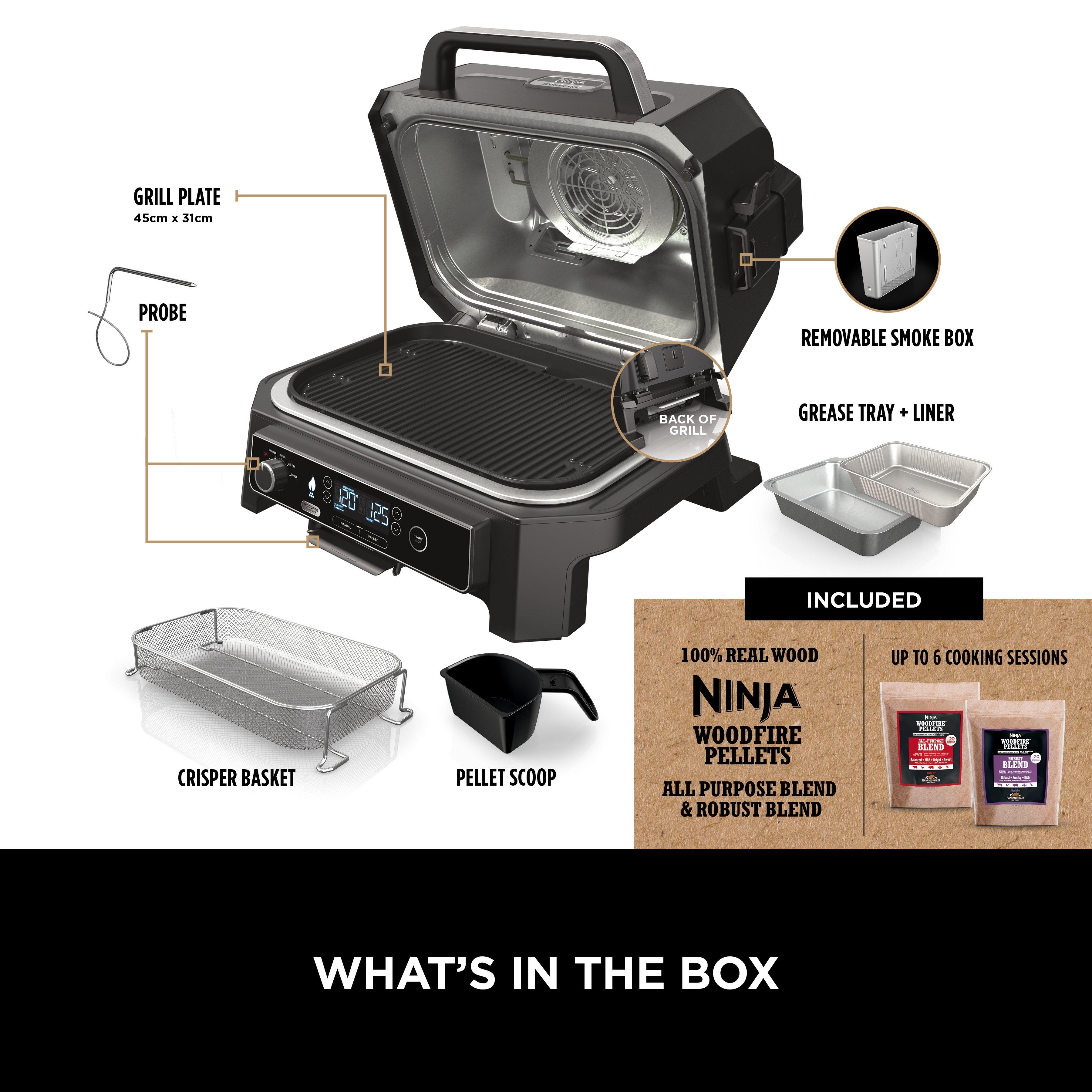 Ninja OG850UK Woodfire XL Electric BBQ Grill & Smoker - Black/Grey thumbnail image