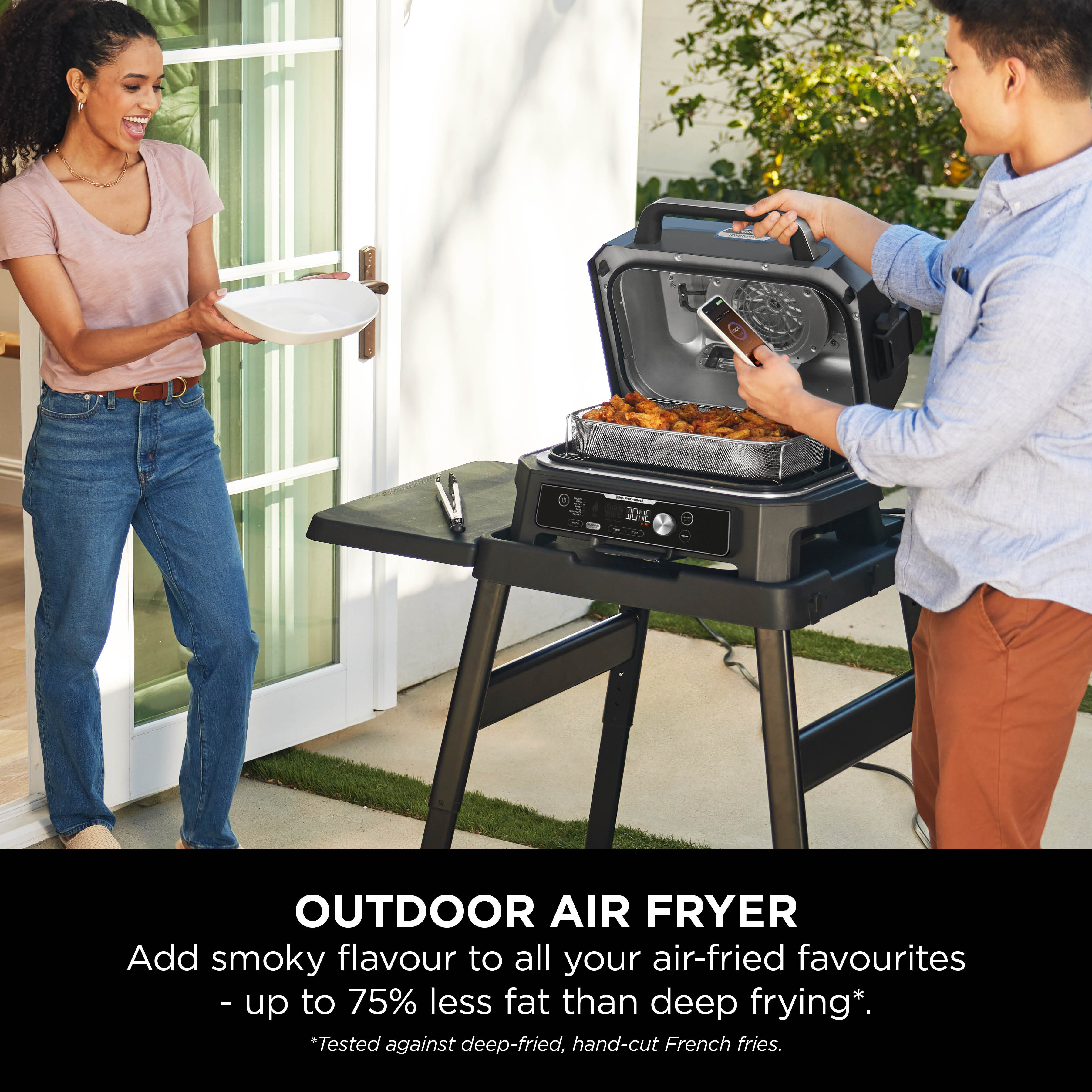Ninja OG901UKCOVKIT Electric BBQ Grill & Smoker with Cover and Woodfire Pellets  - Black/Blue thumbnail image
