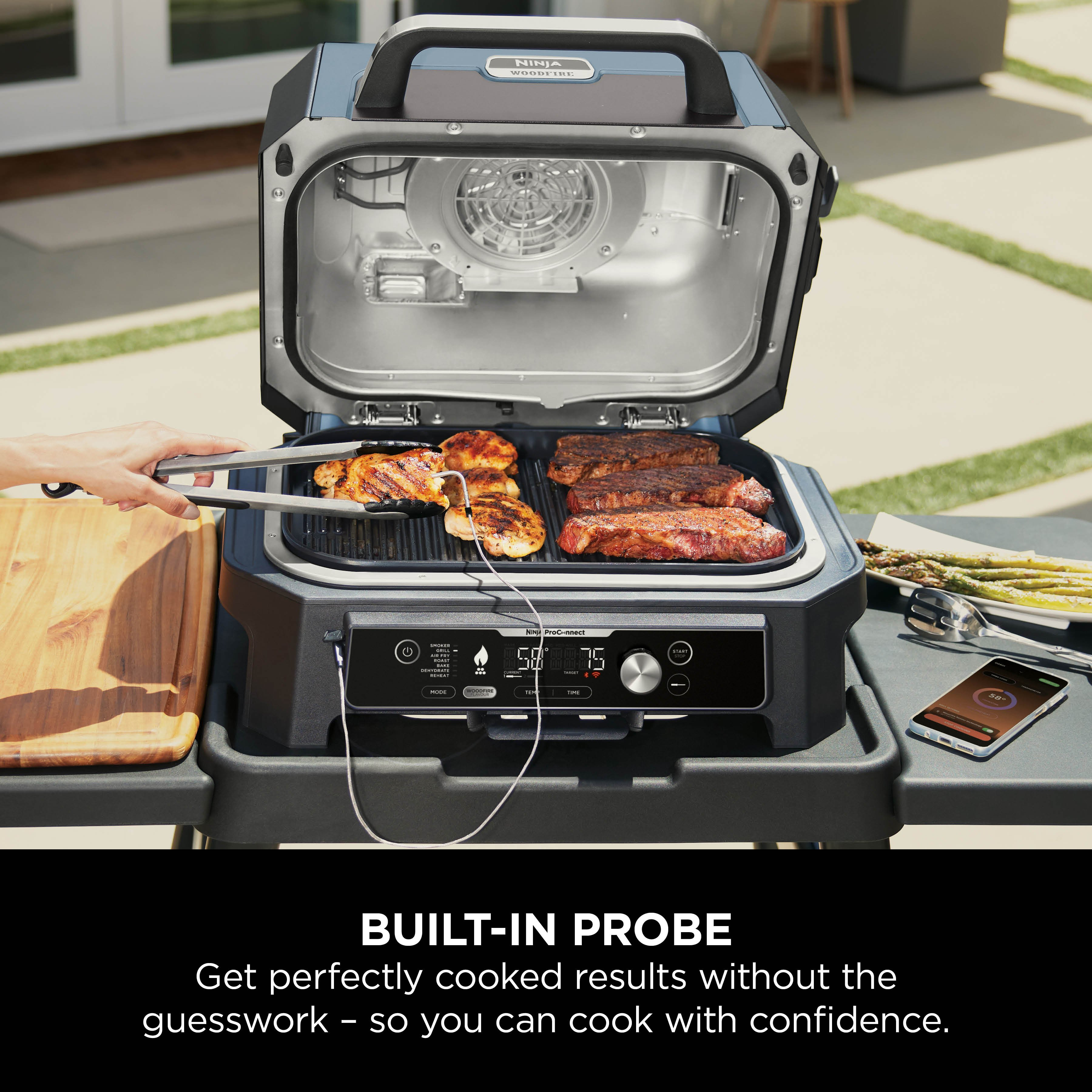 Ninja OG901UK Woodfire Pro Connect XL Electric BBQ Grill & Smoker - Black/Blue thumbnail image