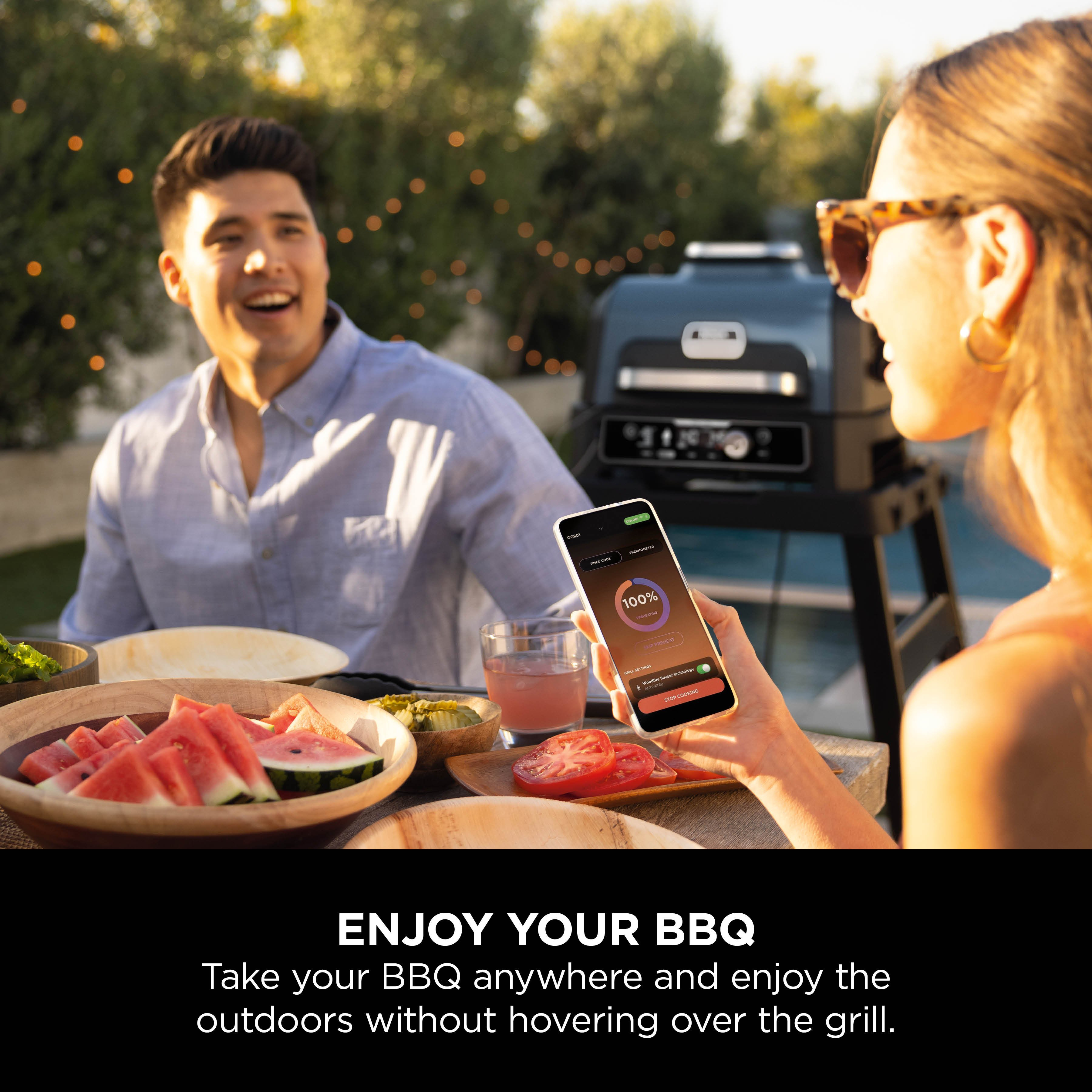 Ninja OG901UK Woodfire Pro Connect XL Electric BBQ Grill & Smoker - Black/Blue thumbnail image