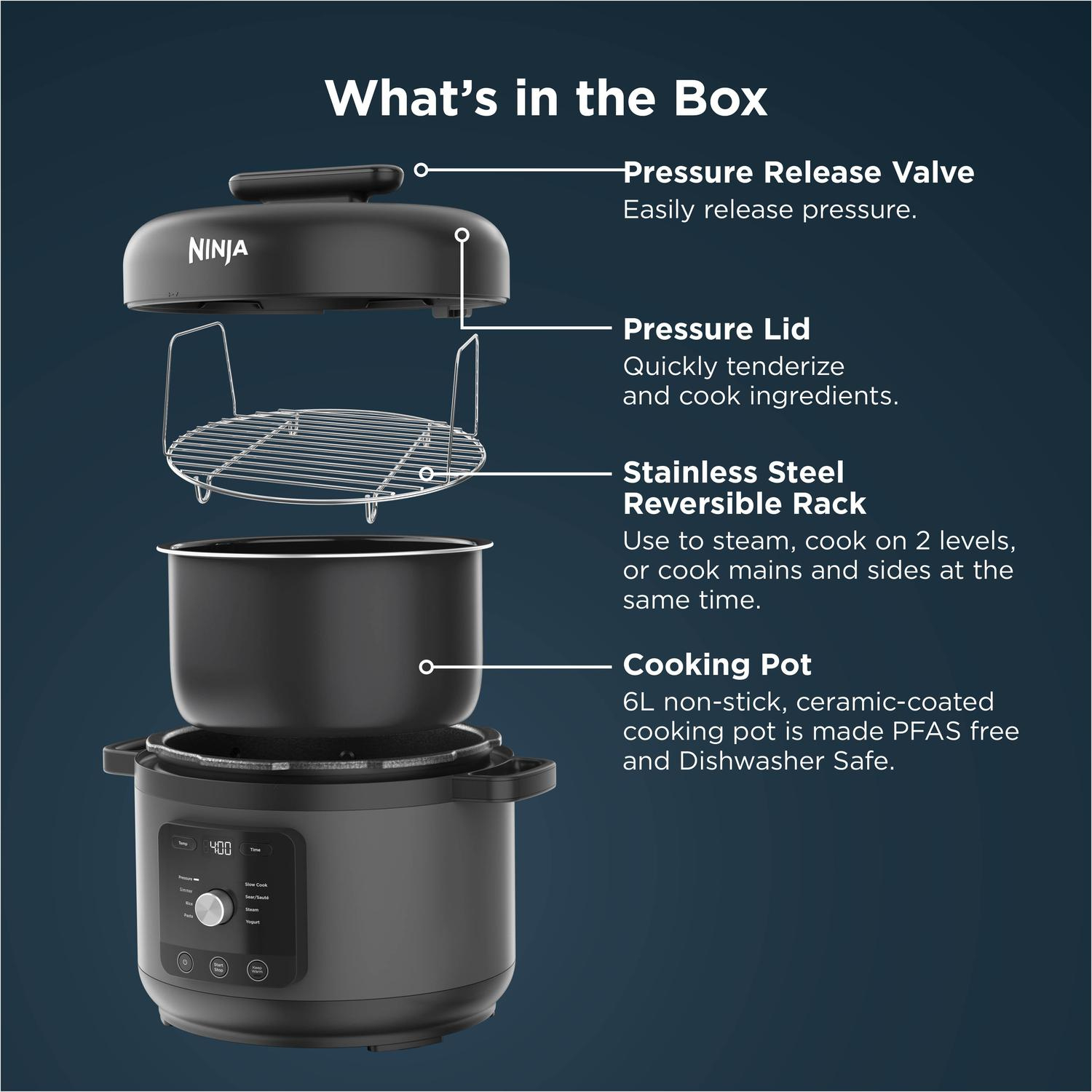 Ninja PC201UK HyperHeat 9-in-1 Pressure & Rice Cooker - Grey / Black thumbnail image