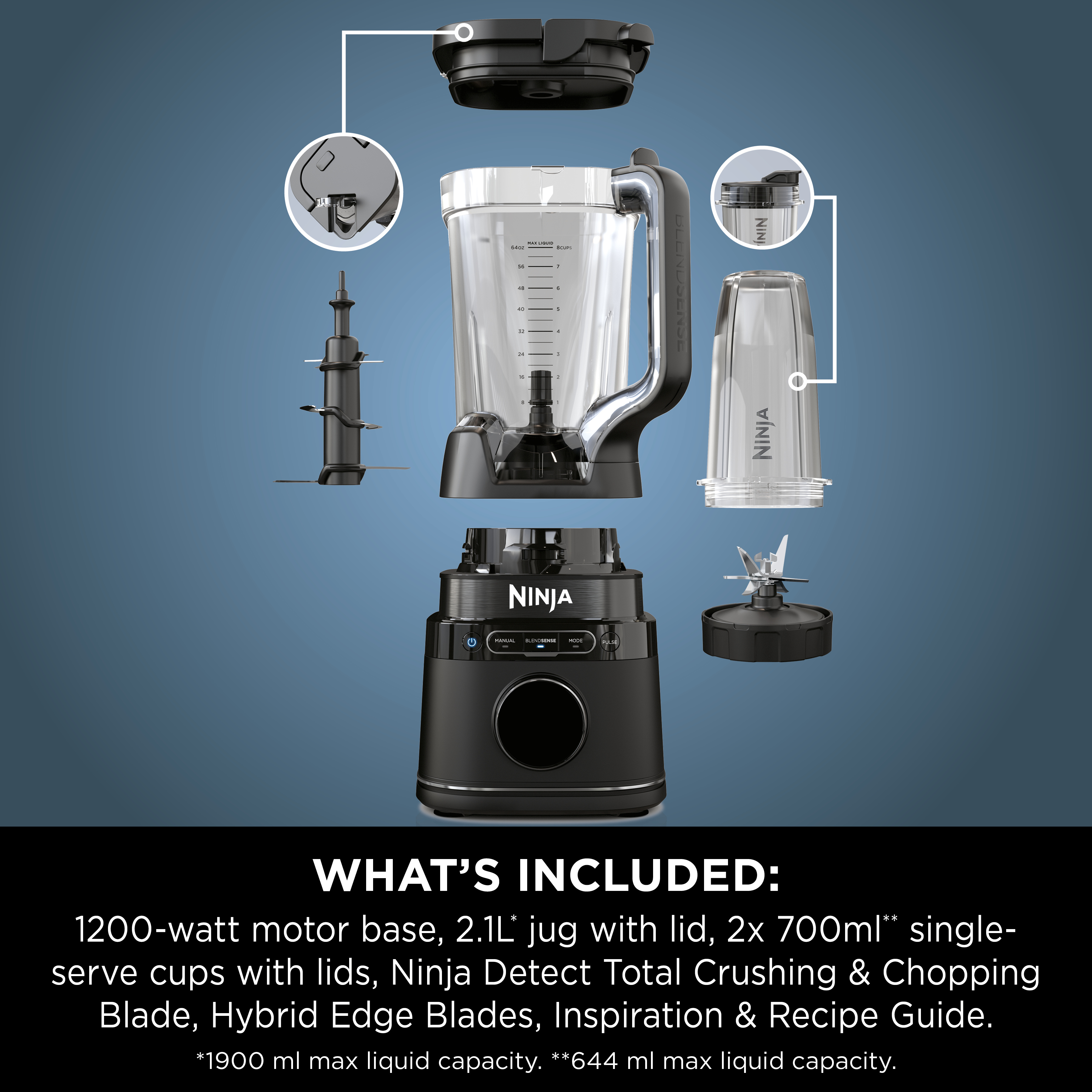 Ninja TB301UK Detect Duo Power Blender Pro + Single Serve - Black thumbnail image