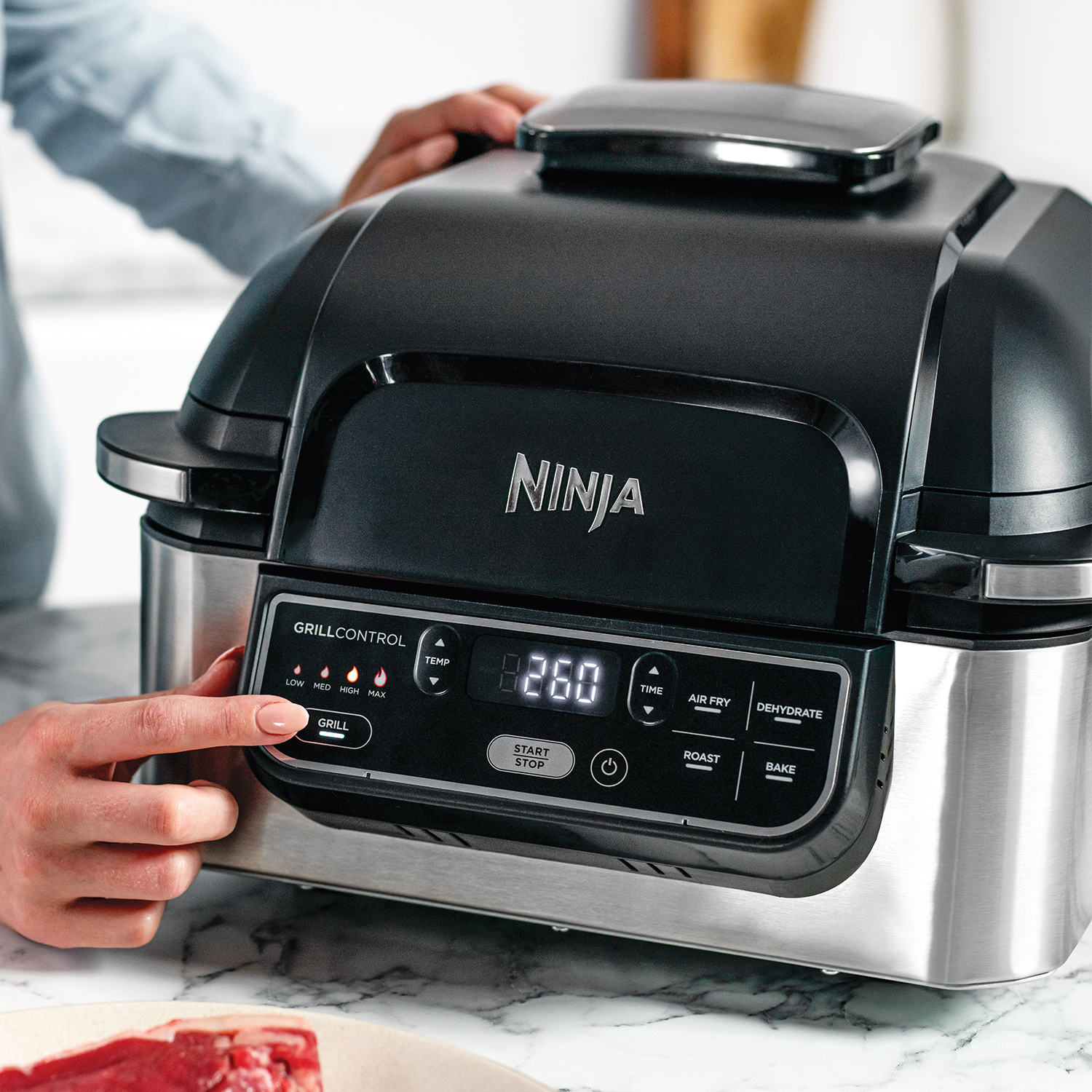 Ninja AG301UK Foodi Health Grill & Air Fryer - Black/Stainless Steel thumbnail image
