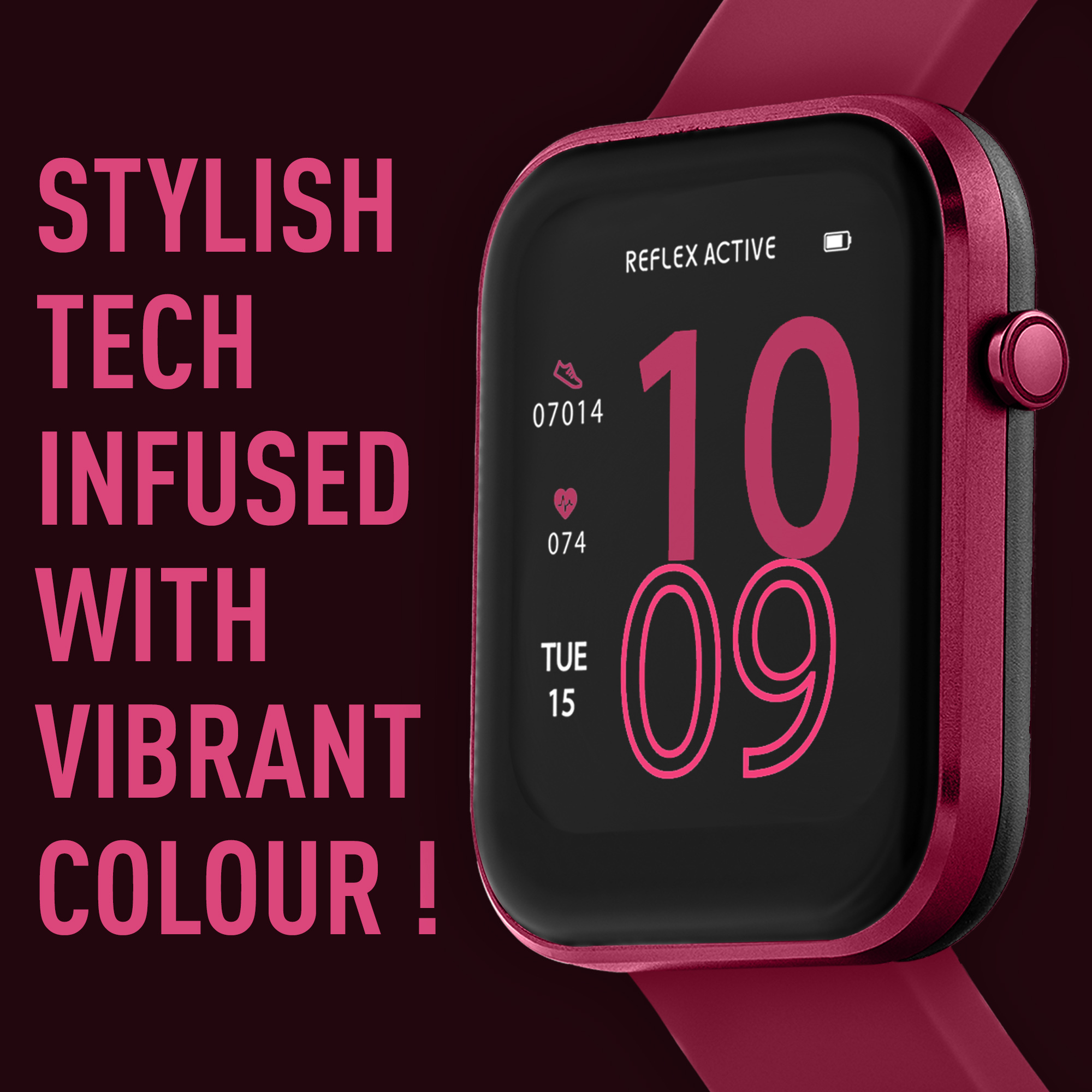 Reflex Active RA12-2158 Series 12 Berry Strap Smart Watch - Berry thumbnail image