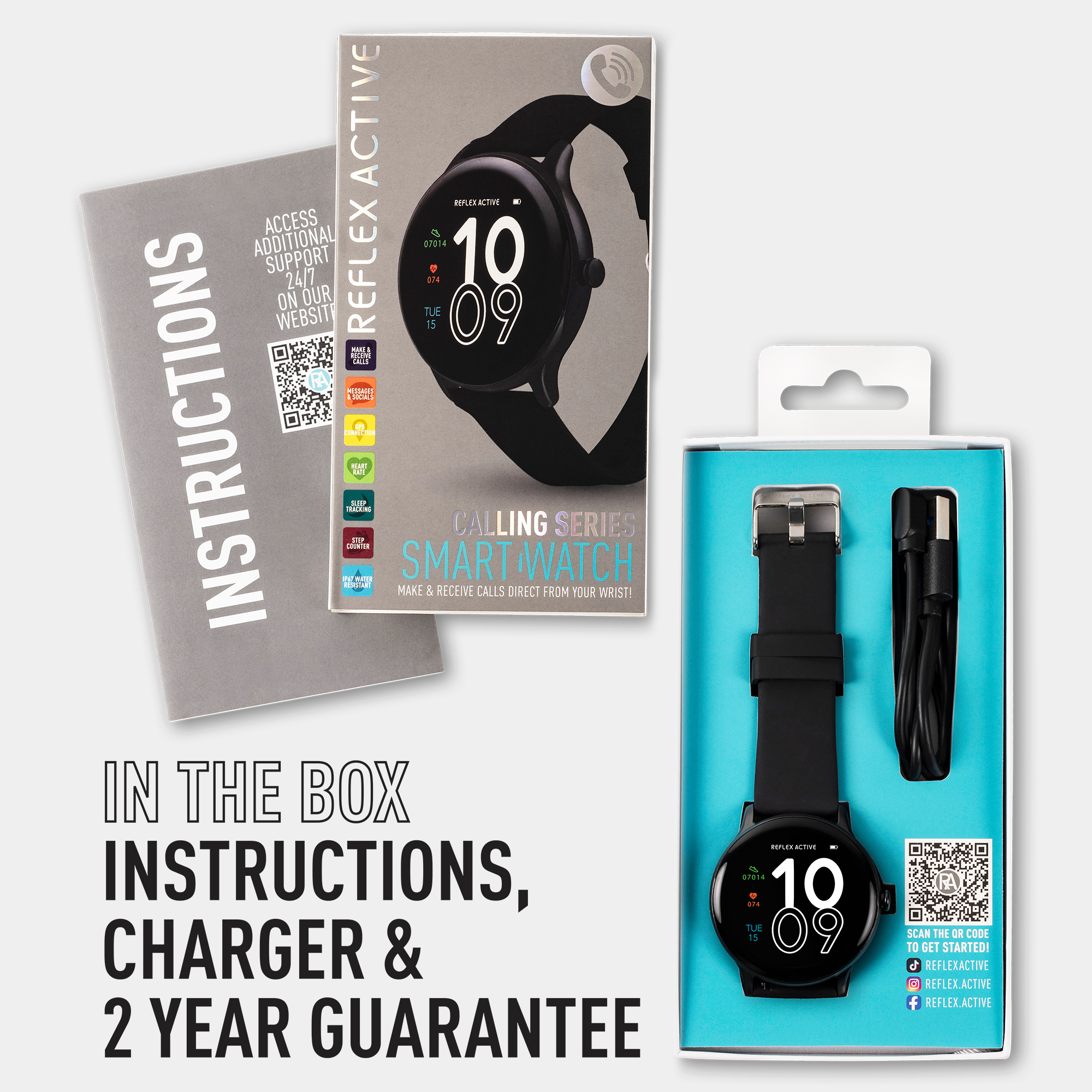 Reflex Active RA22-2182 Series 22 Black Smart Calling Watch - Black thumbnail image