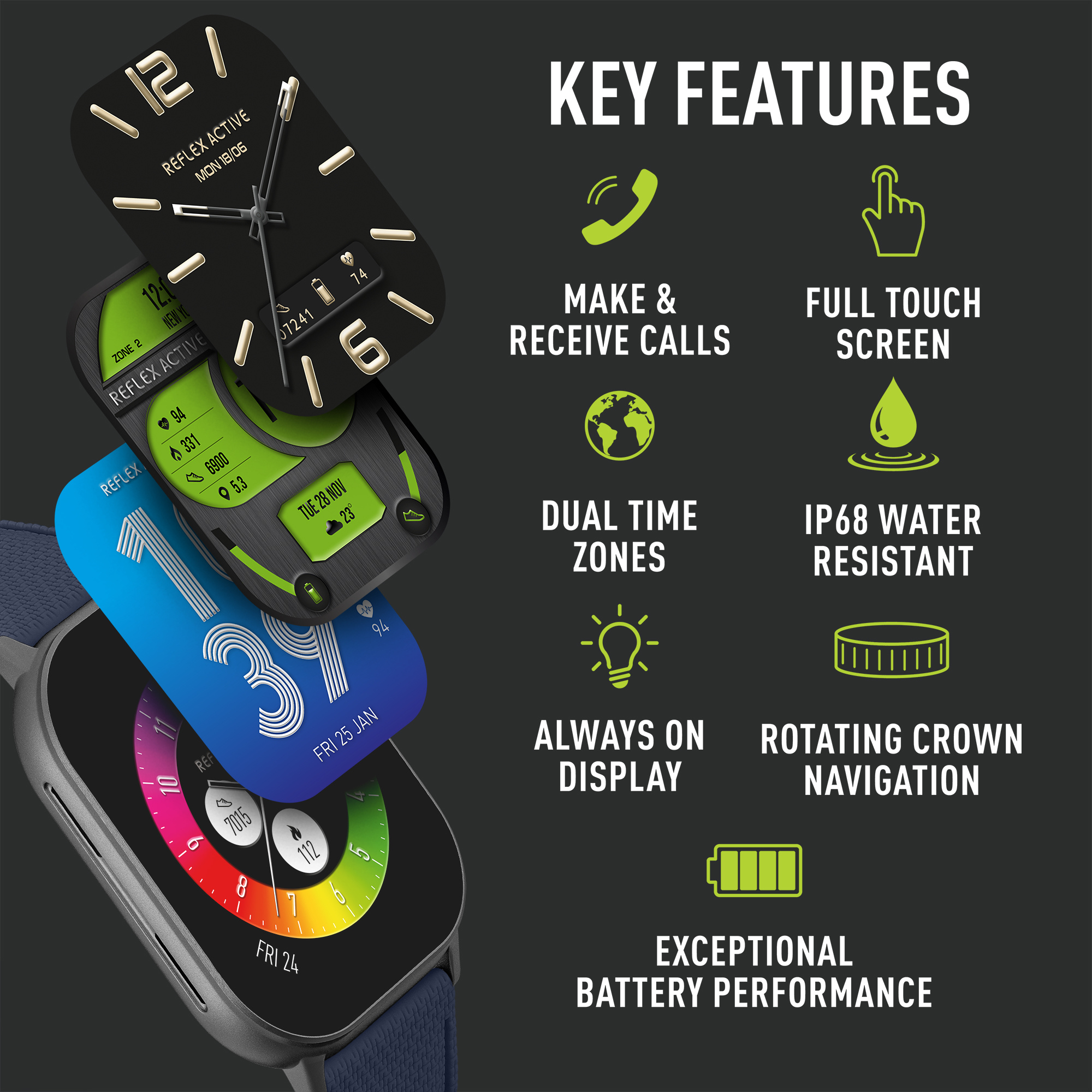Reflex Active RA29-2182 Amoled Series 29 Smart Watch - Blue thumbnail image