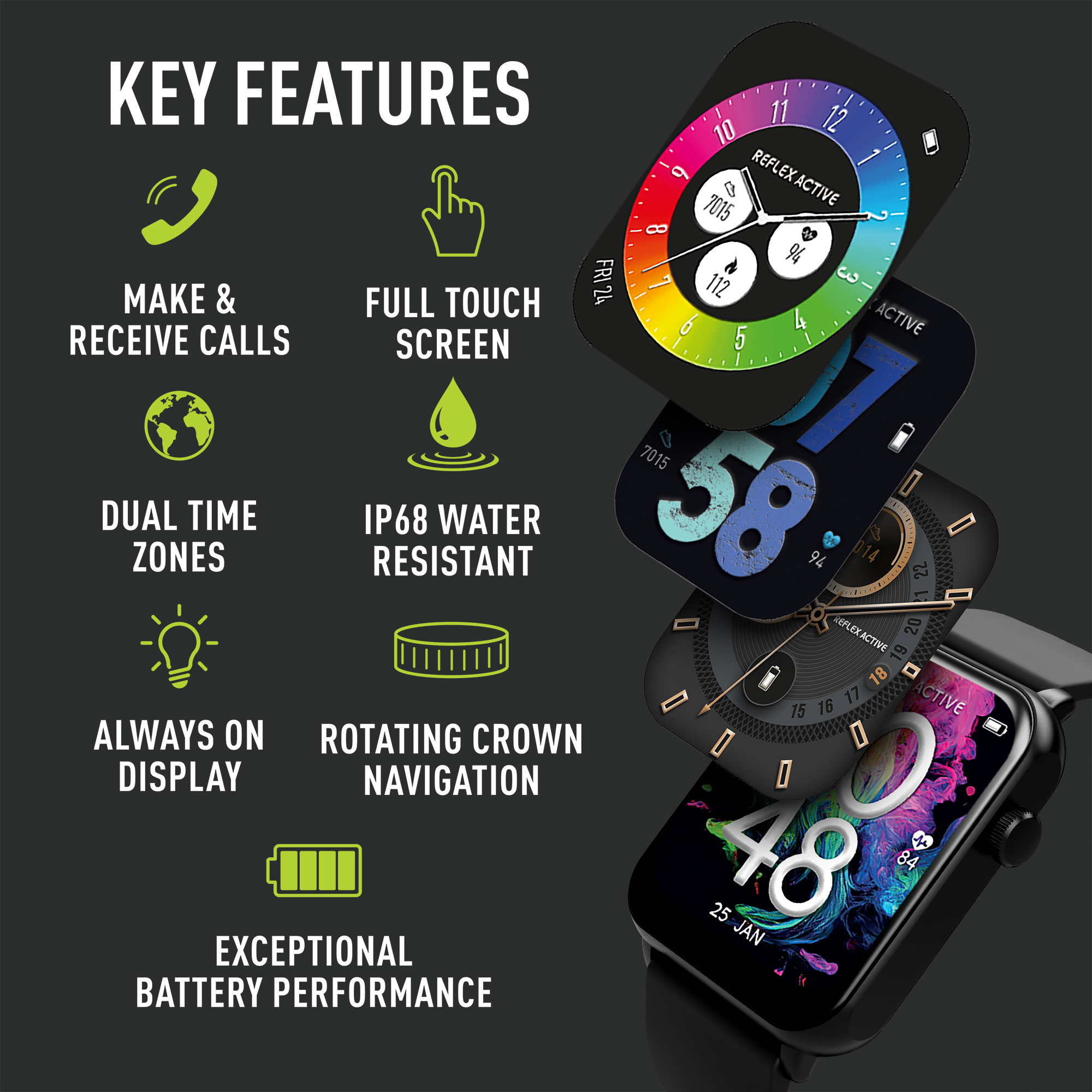 Reflex Active RA30-2186 Amoled Series 30 Smart Watch - Black thumbnail image
