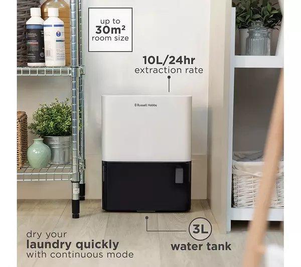 Russell Hobbs RHDH1001 10L Dehumidifier - White & Black thumbnail image
