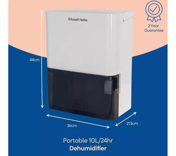 Russell Hobbs RHDH1001 10L Dehumidifier - White & Black thumbnail image